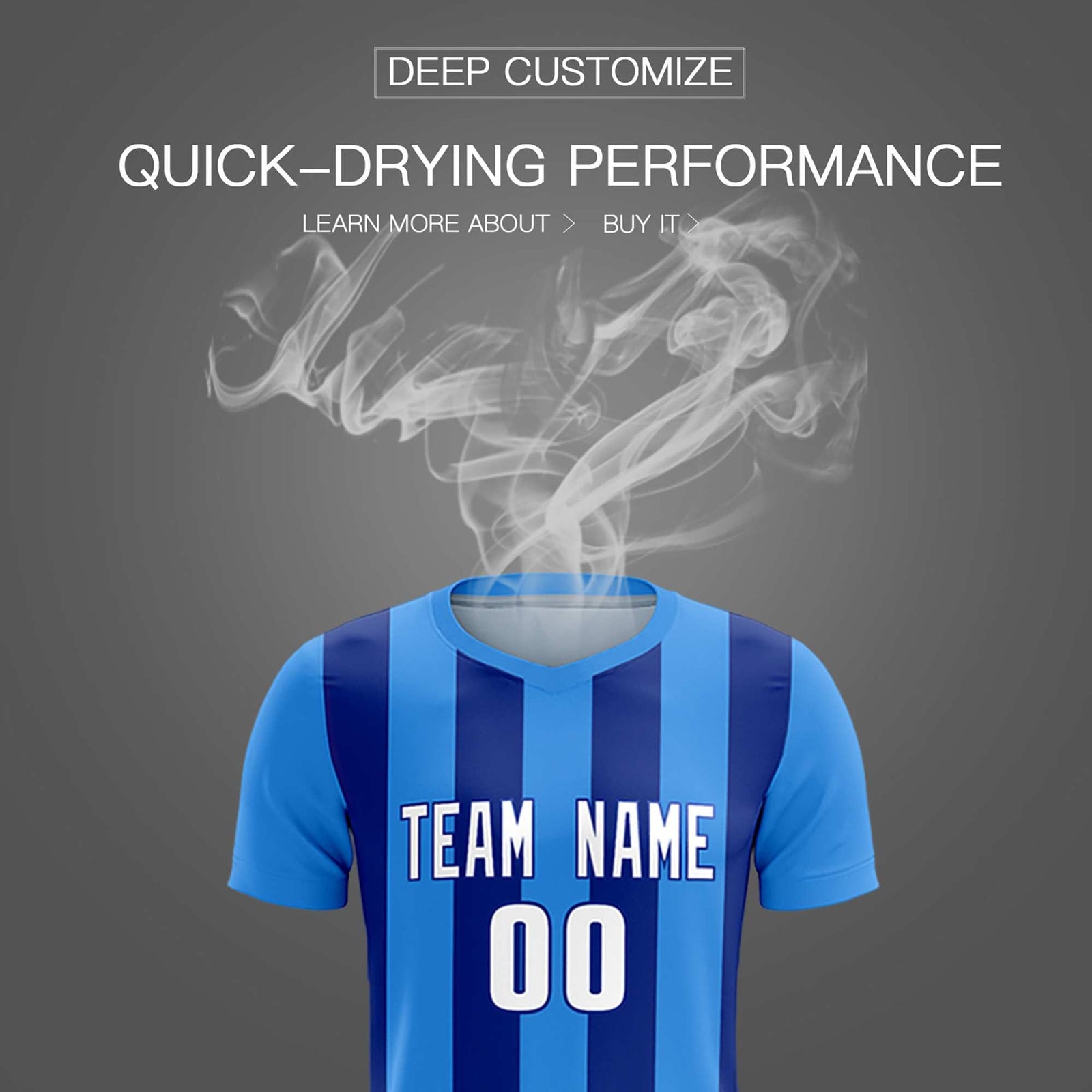 Custom Powder Blue Royal Vertical Stripes Casual Outdoor Soccer Sets Jersey