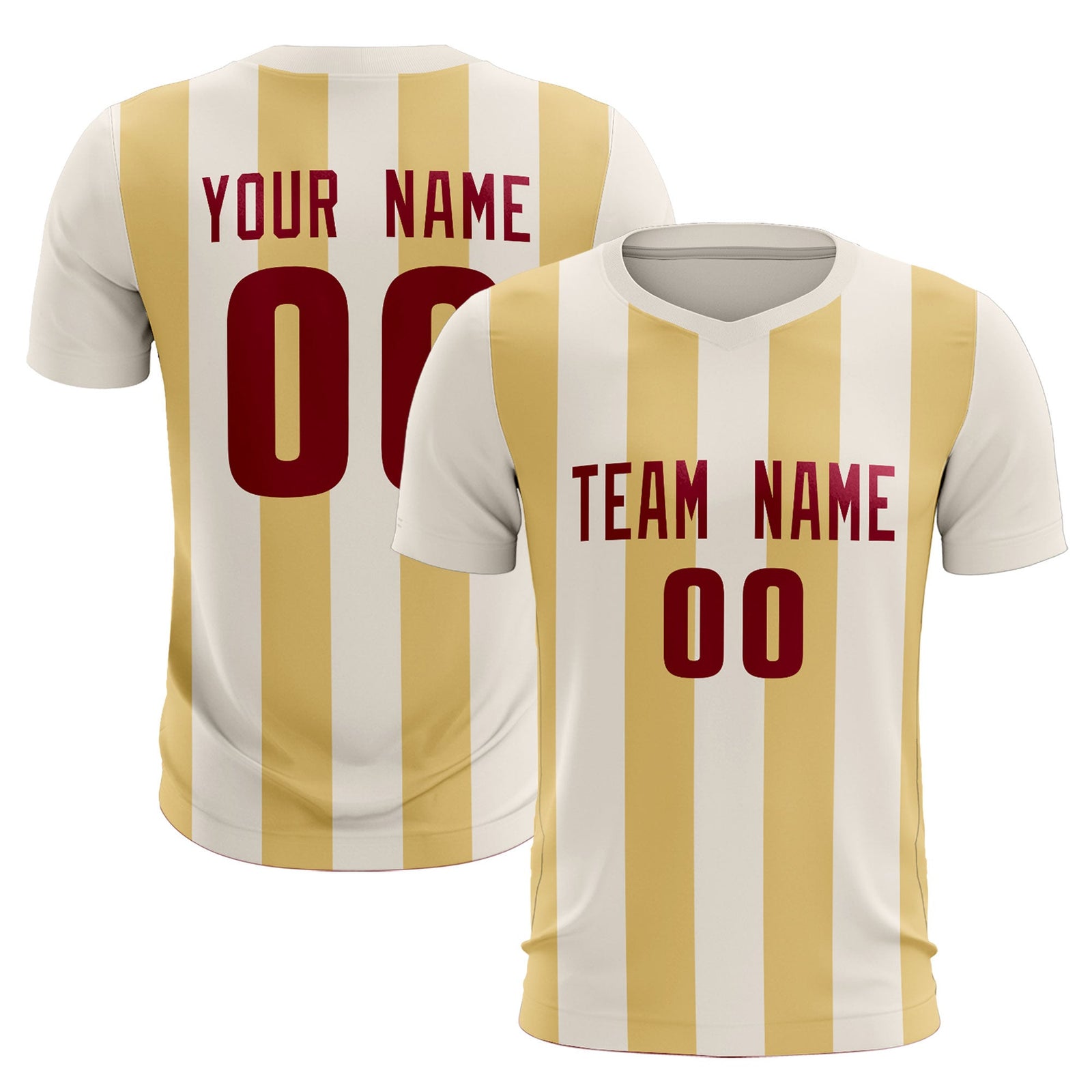 Custom Cream Khaki Vertical Stripes Casual Outdoor Soccer Sets Jersey
