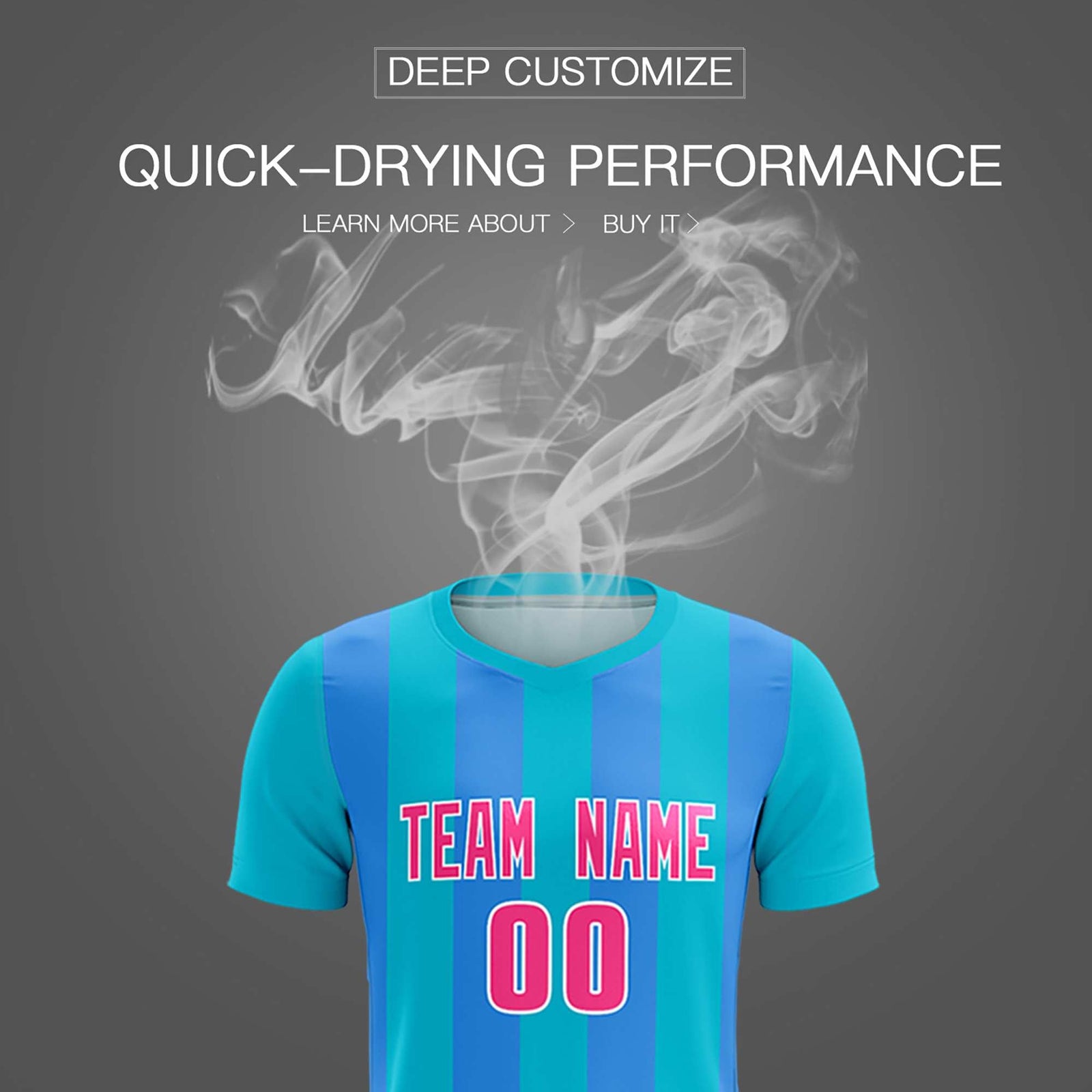 Custom Sky Blue Powder Blue Vertical Stripes Casual Outdoor Soccer Sets Jersey