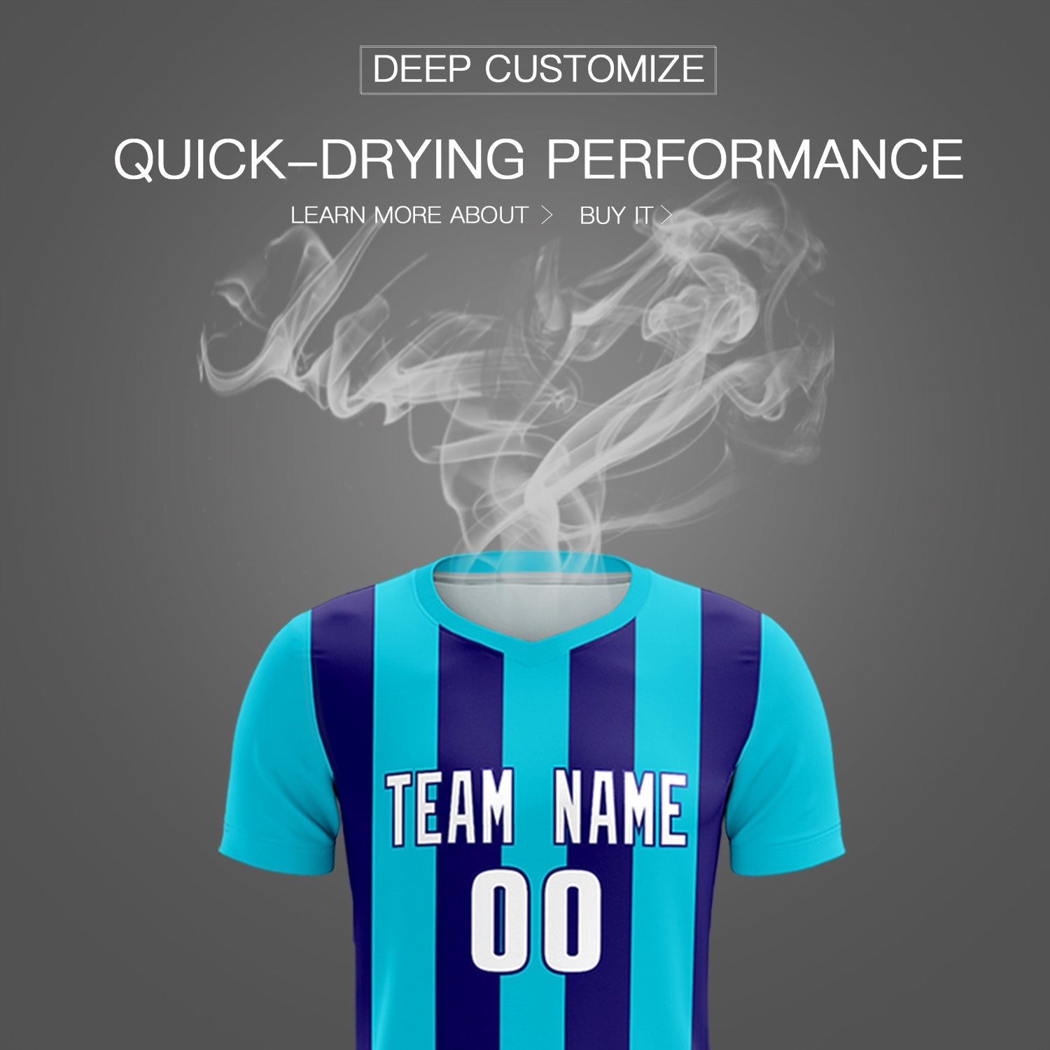 Custom Sky Blue Royal Vertical Stripes Casual Outdoor Soccer Sets Jersey