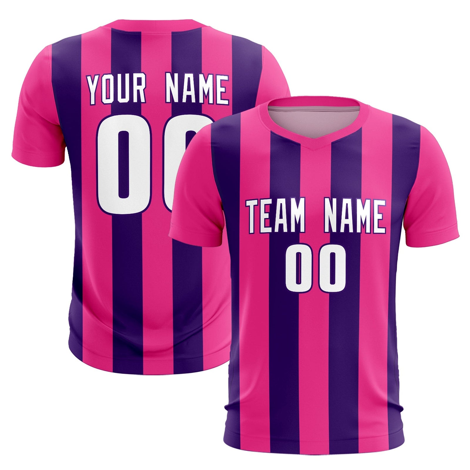 Custom Pink Purple Vertical Stripes Casual Outdoor Soccer Sets Jersey