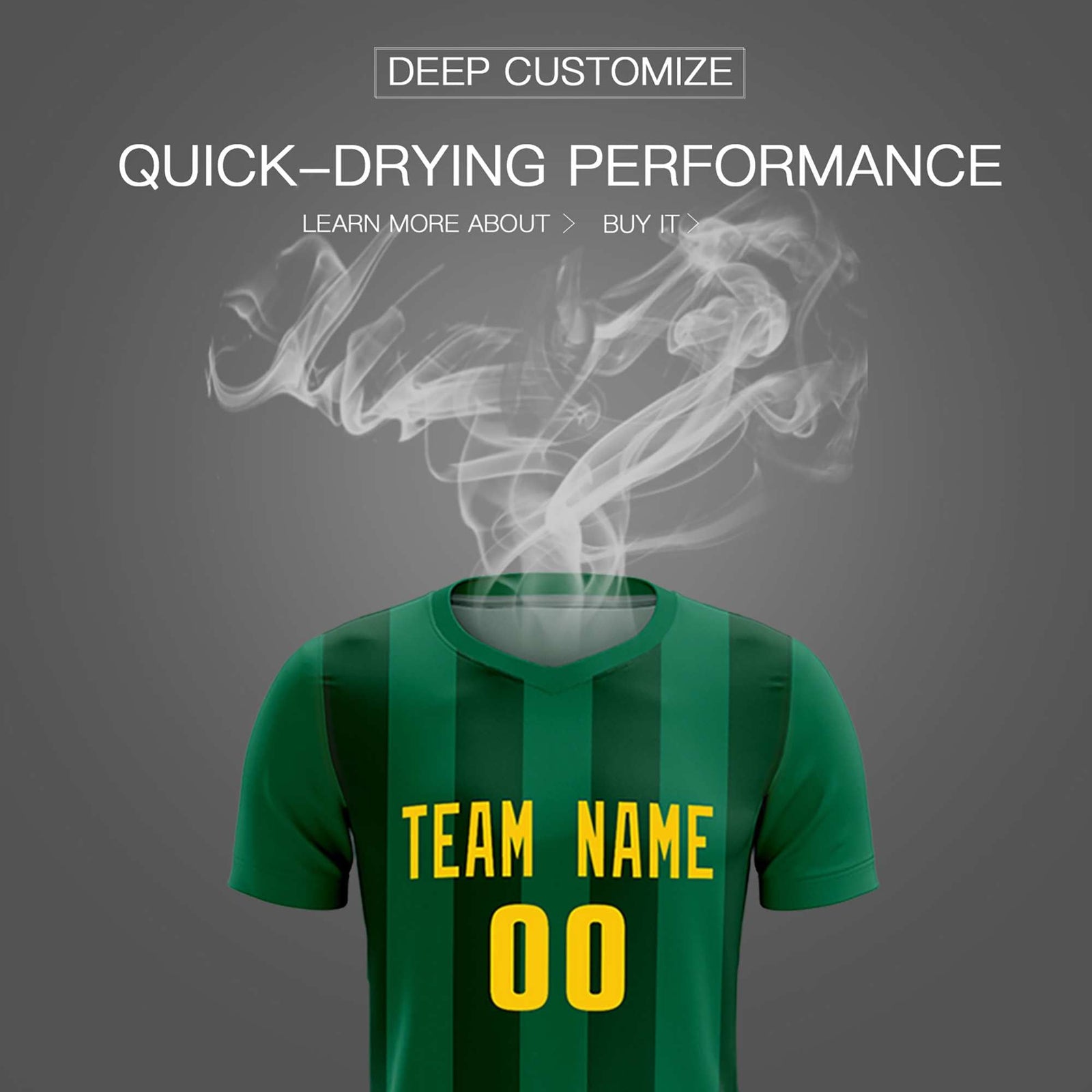 Custom Kelly Green Green Vertical Stripes Casual Outdoor Soccer Sets Jersey