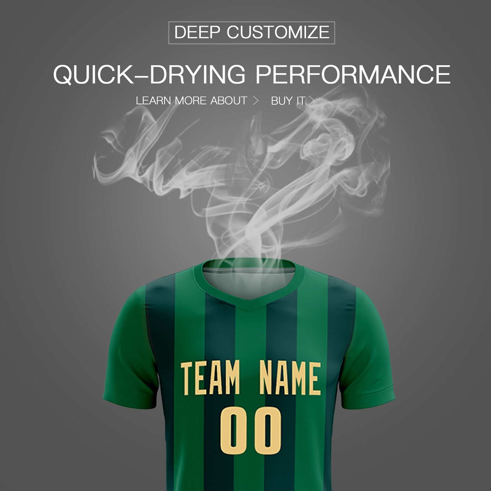 Custom Kelly Green Midnight Green Vertical Stripes Casual Outdoor Soccer Sets Jersey