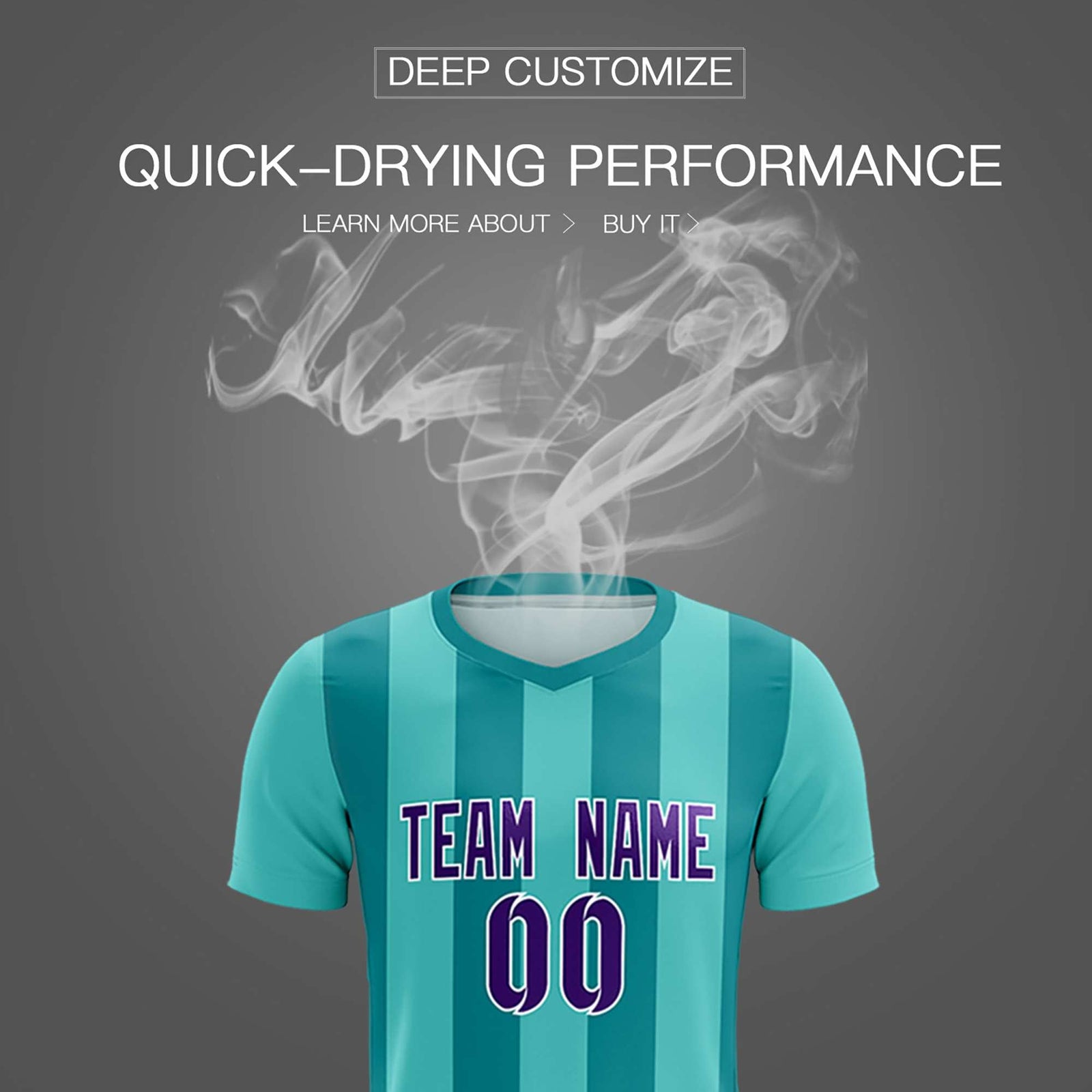 Custom Bright Green Aqua Vertical Stripes Casual Outdoor Soccer Sets Jersey