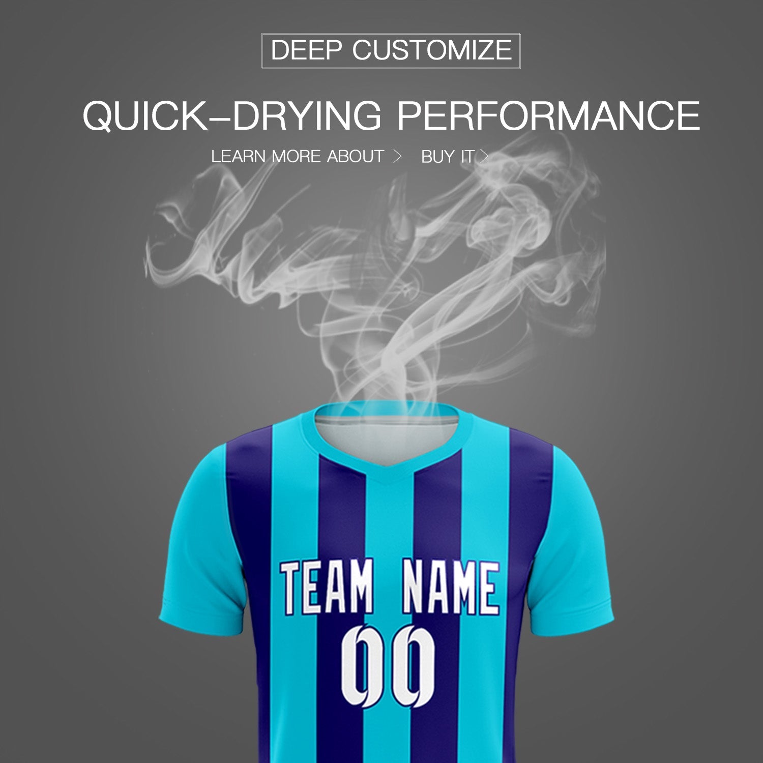 Custom Sky Blue Royal Vertical Stripes Casual Outdoor Soccer Sets Jersey