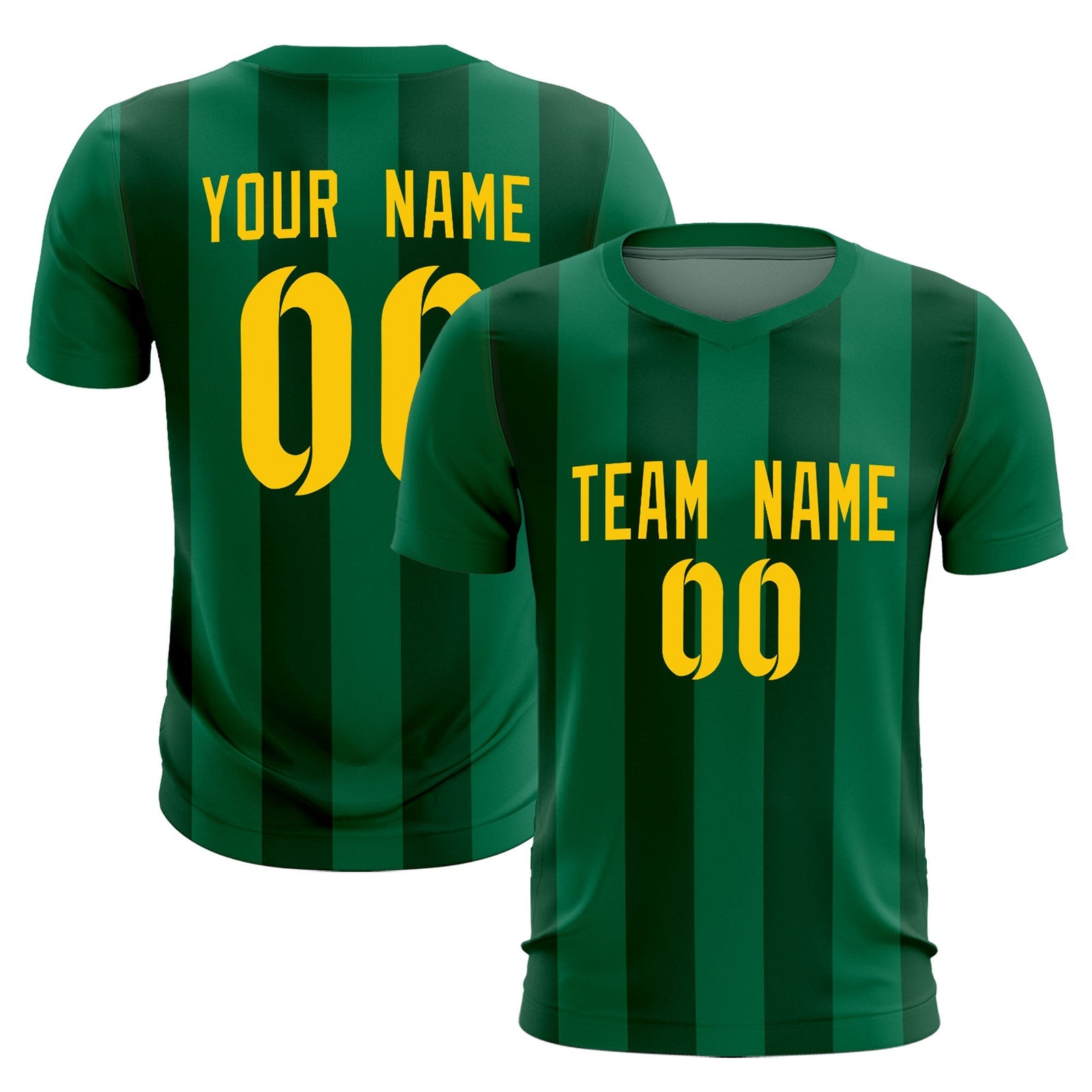 Custom Kelly Green Green Vertical Stripes Casual Outdoor Soccer Sets Jersey