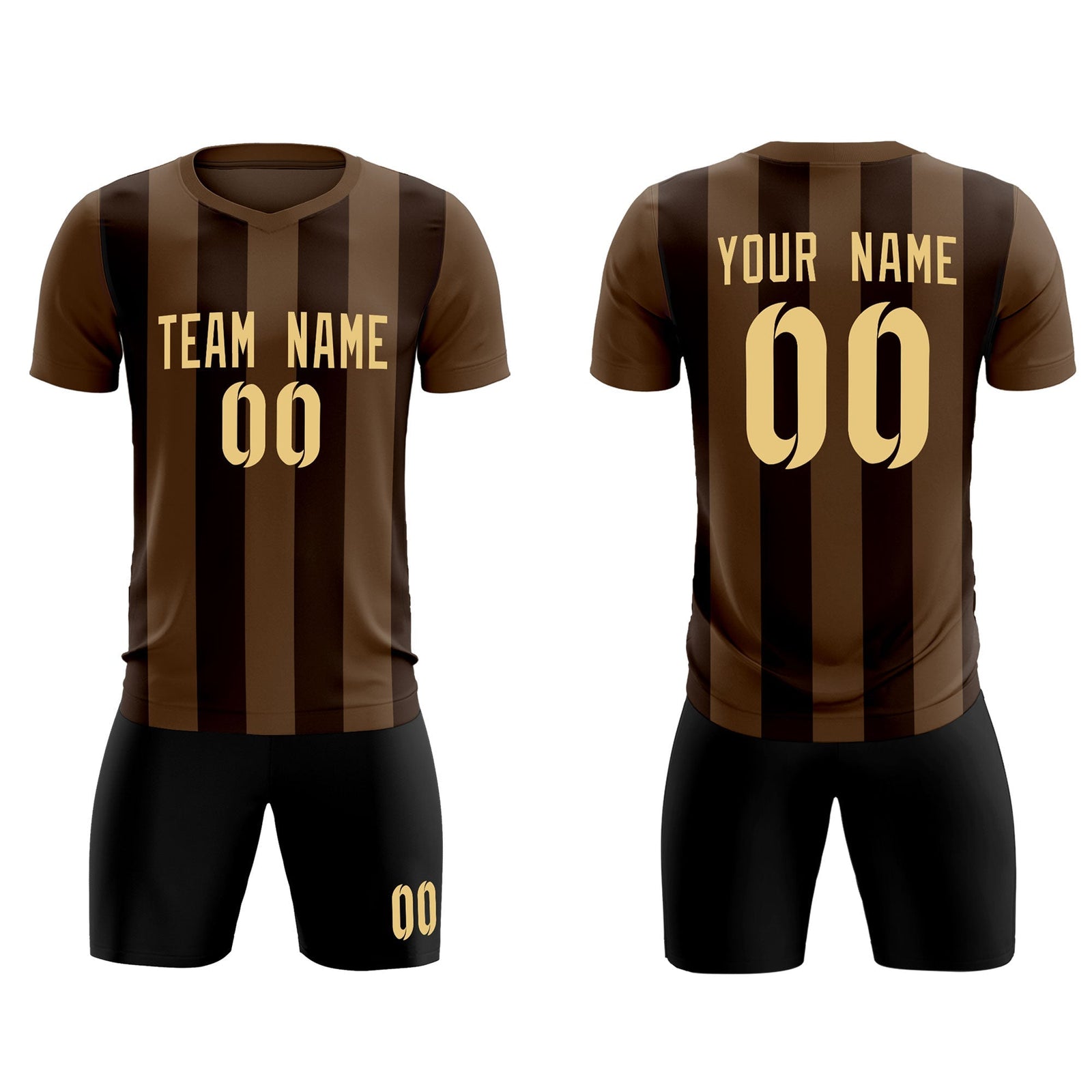 Custom Light Brown Vertical Stripes Casual Outdoor Soccer Sets Jersey