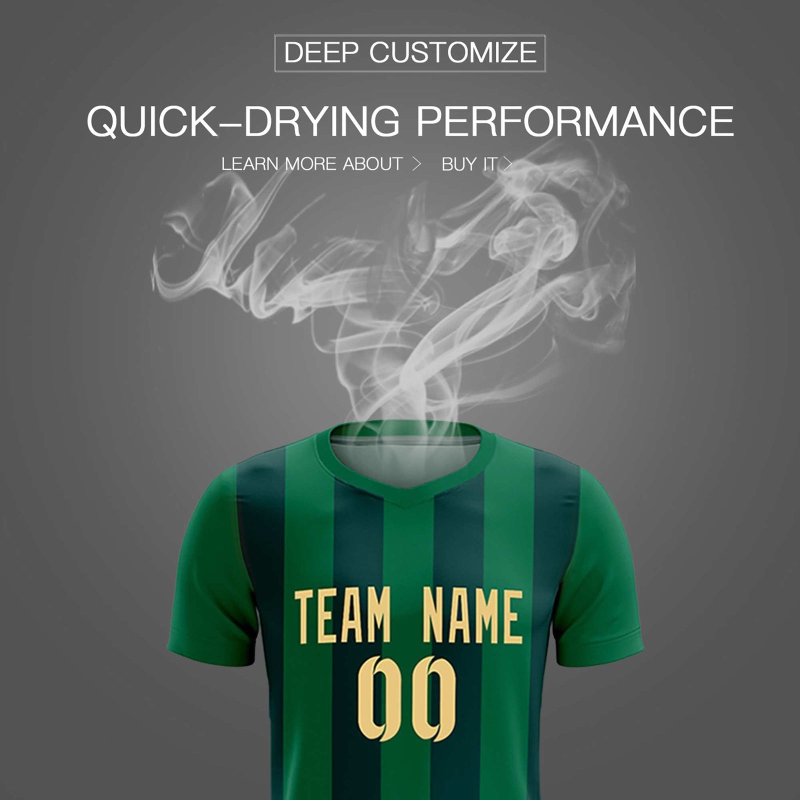 Custom Kelly Green Midnight Green Vertical Stripes Casual Outdoor Soccer Sets Jersey