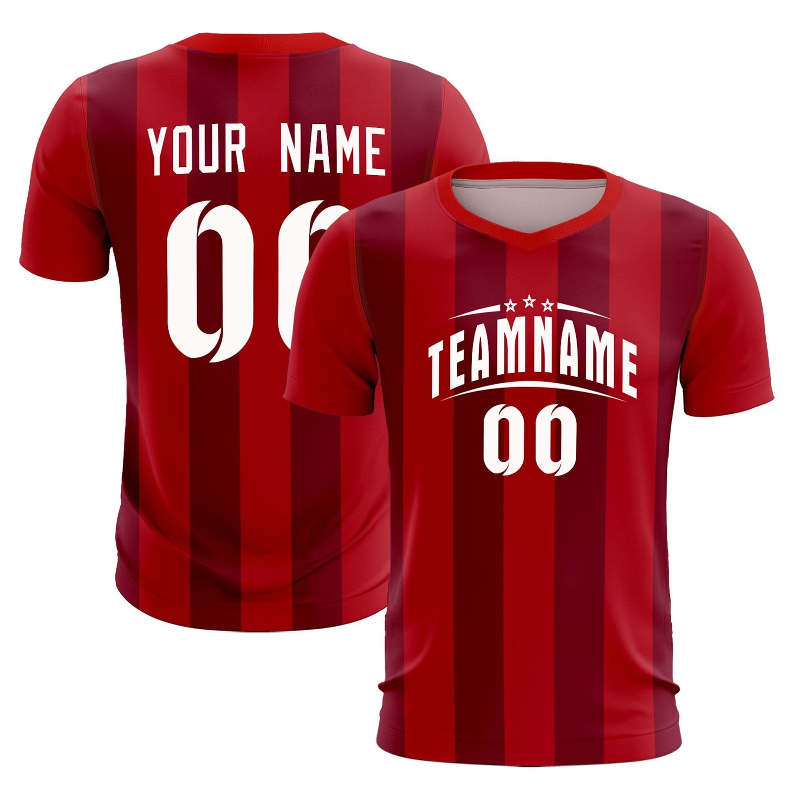 Custom Red Crimson Vertical Stripes Casual Outdoor Soccer Sets Jersey
