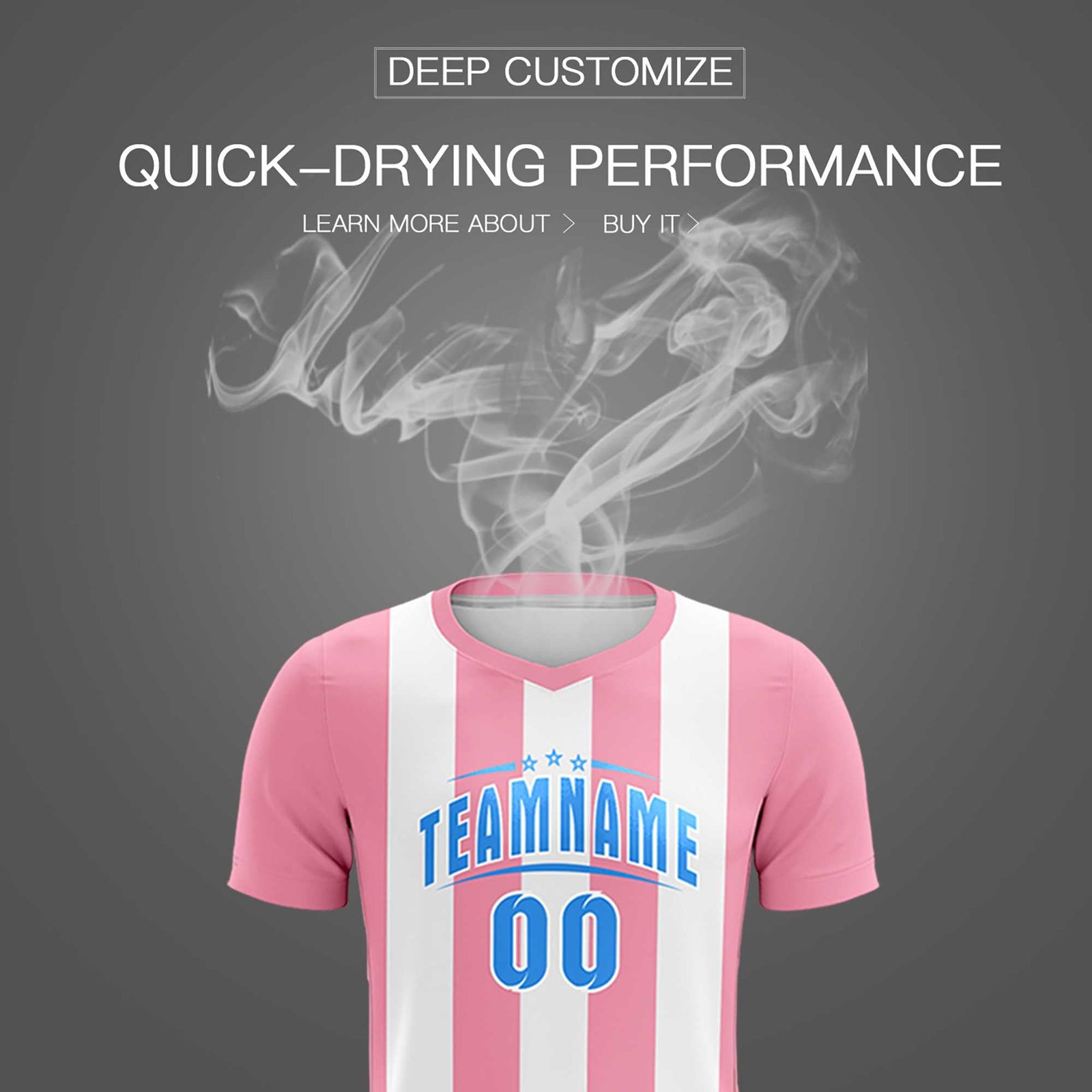 Custom White Light Pink Vertical Stripes Casual Outdoor Soccer Sets Jersey