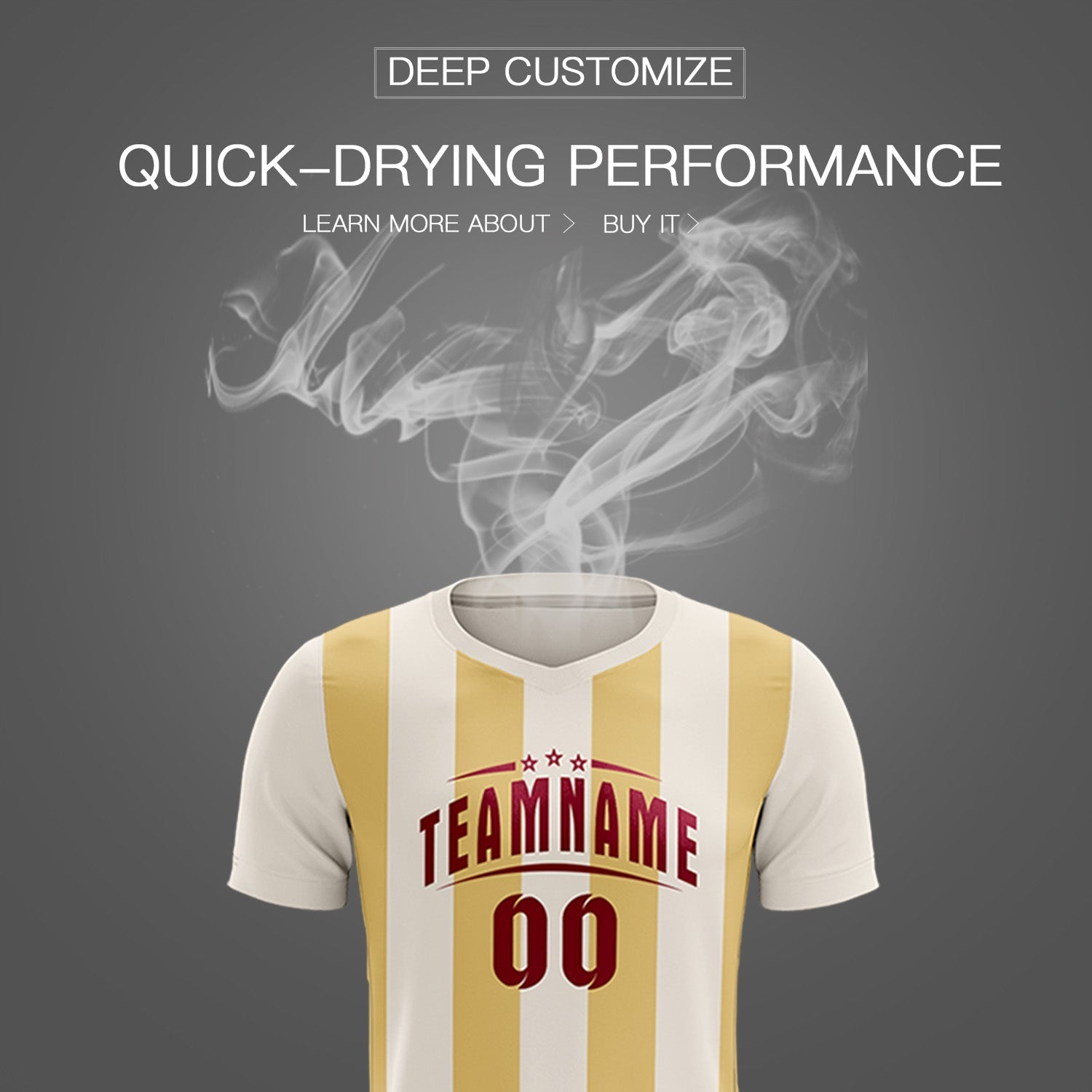 Custom Cream Khaki Vertical Stripes Casual Outdoor Soccer Sets Jersey