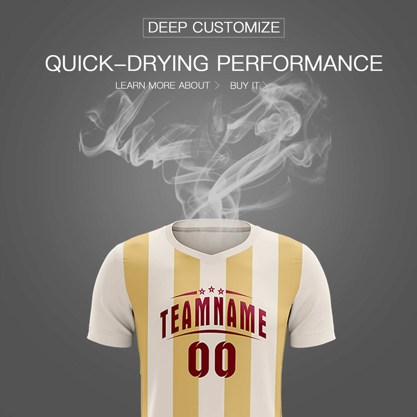 Custom Cream Khaki Vertical Stripes Casual Outdoor Soccer Sets Jersey