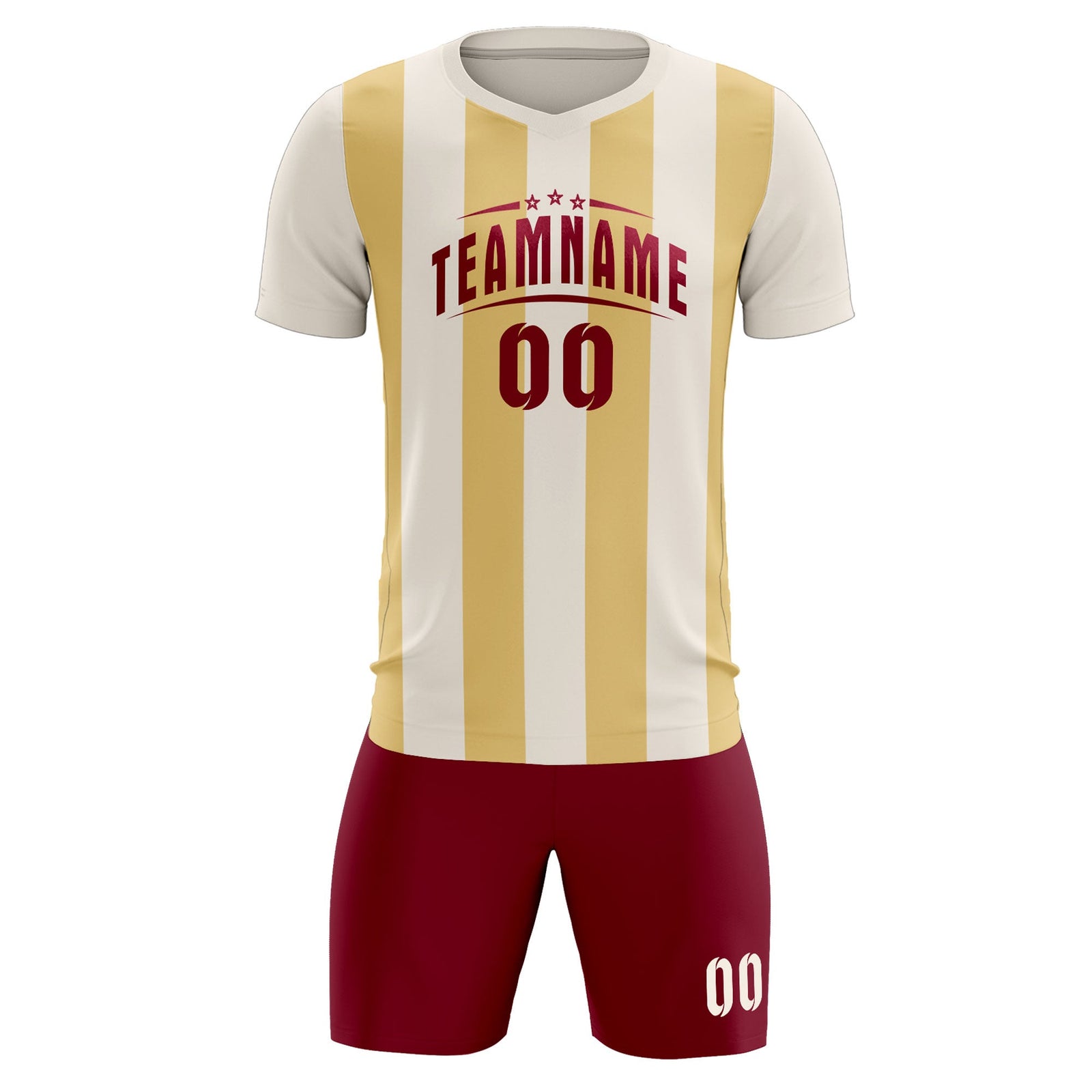 Custom Cream Khaki Vertical Stripes Casual Outdoor Soccer Sets Jersey
