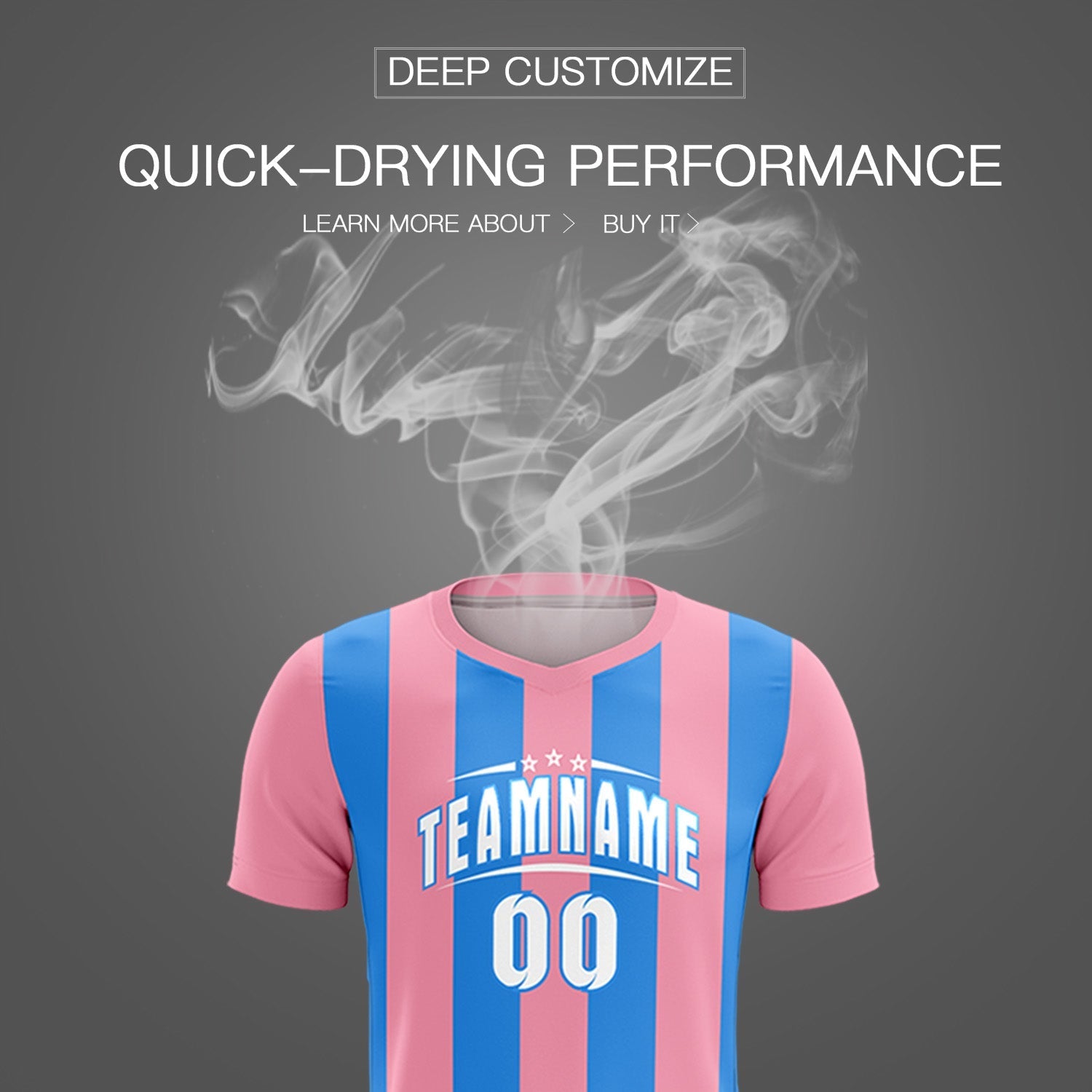 Custom Light Pink Powder Blue Vertical Stripes Casual Outdoor Soccer Sets Jersey