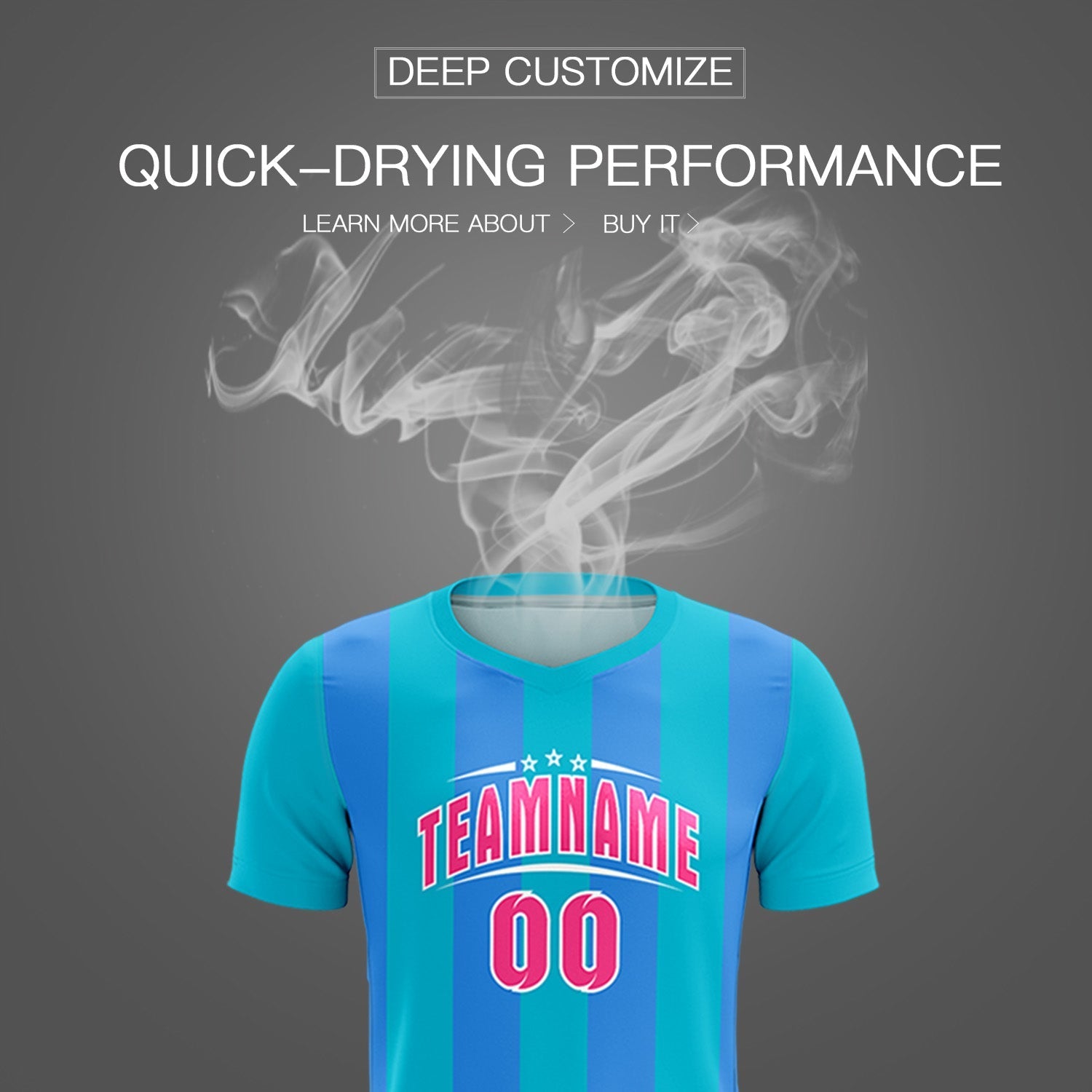 Custom Sky Blue Powder Blue Vertical Stripes Casual Outdoor Soccer Sets Jersey