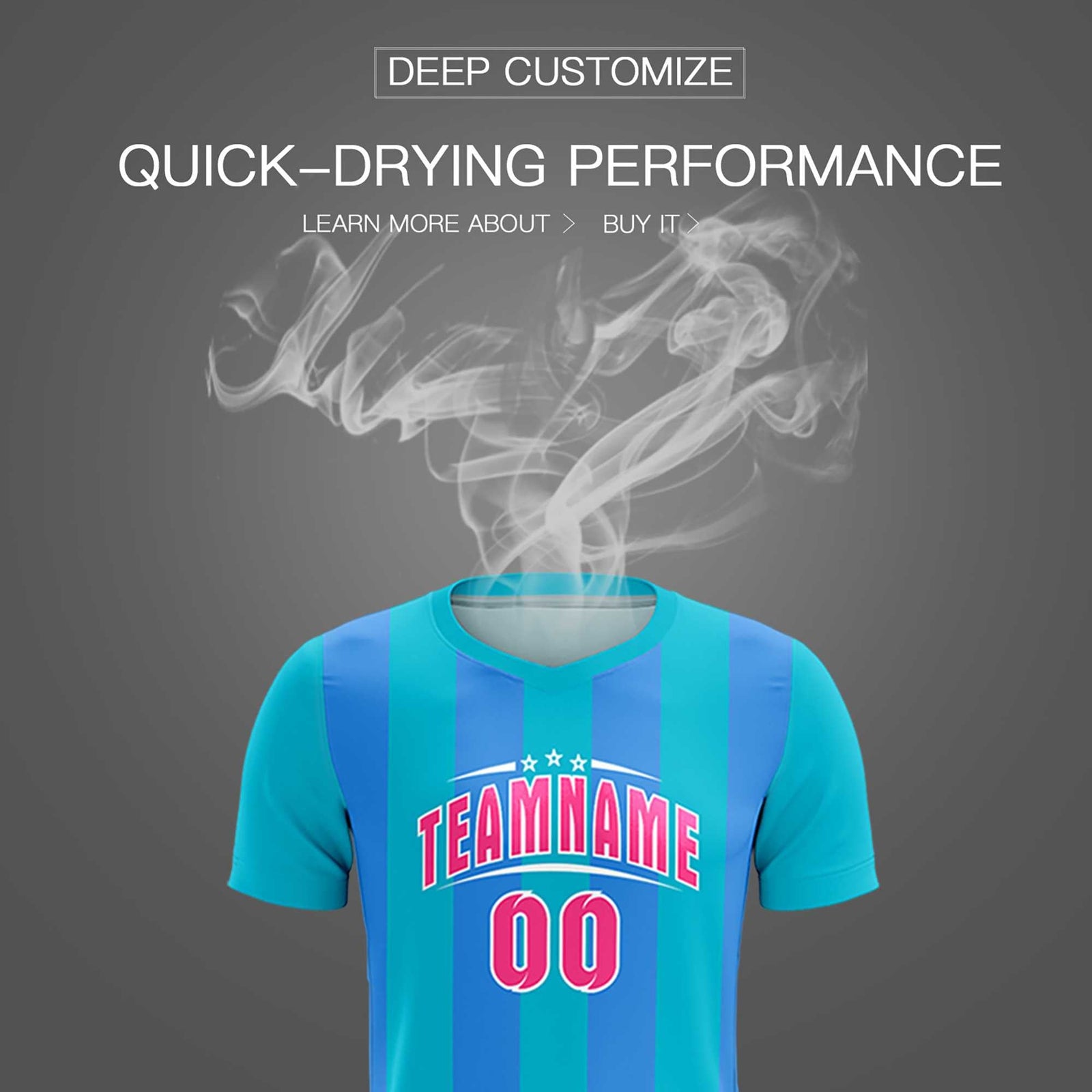 Custom Sky Blue Powder Blue Vertical Stripes Casual Outdoor Soccer Sets Jersey