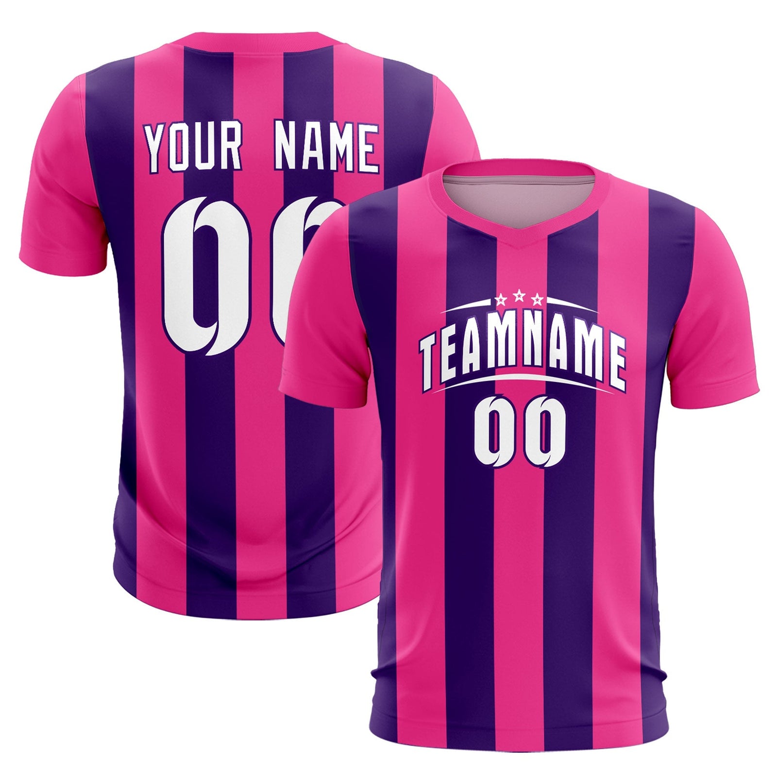 Custom Pink Purple Vertical Stripes Casual Outdoor Soccer Sets Jersey