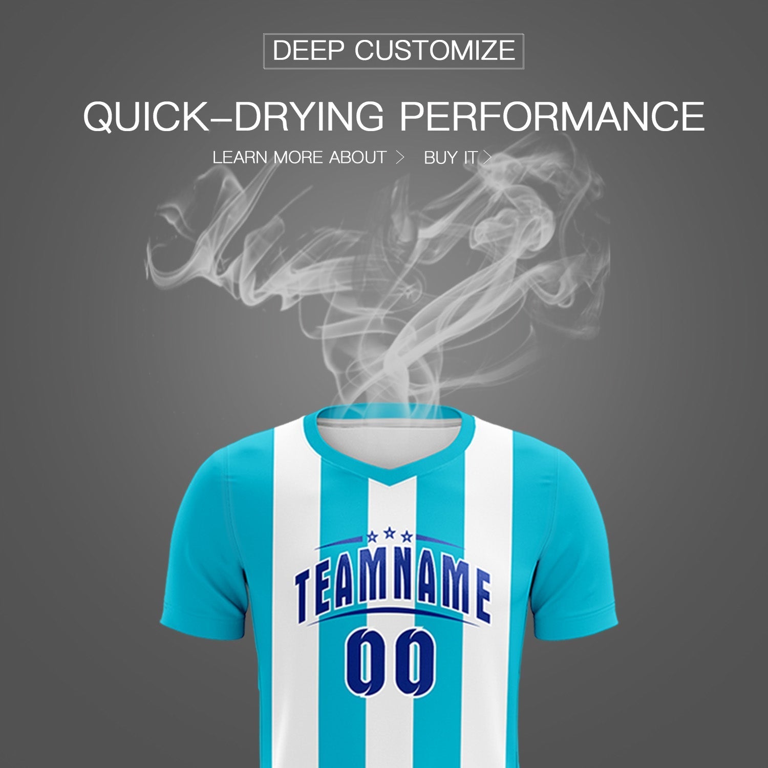 Custom White Sky Blue Vertical Stripes Casual Outdoor Soccer Sets Jersey