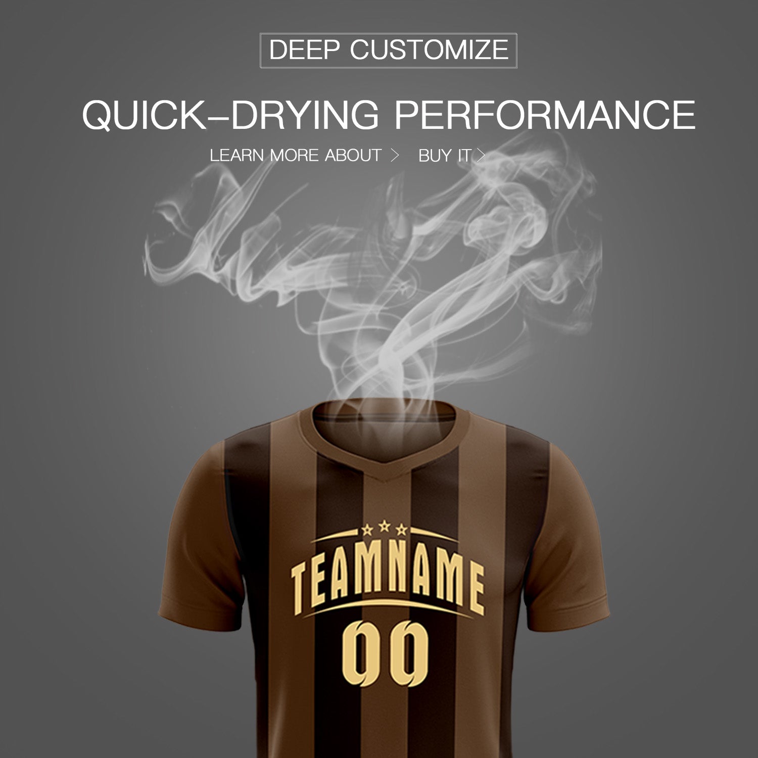 Custom Light Brown Brown Vertical Stripes Casual Outdoor Soccer Sets Jersey