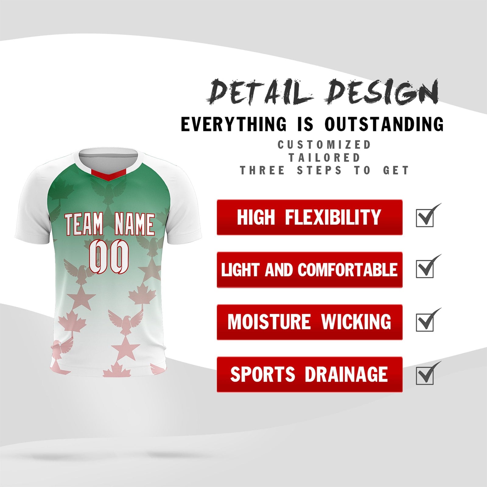 Custom White Kelly Green World Cup Inspired Quick-Drying Training Uniform Gradient Fashion Soccer Sets Jersey