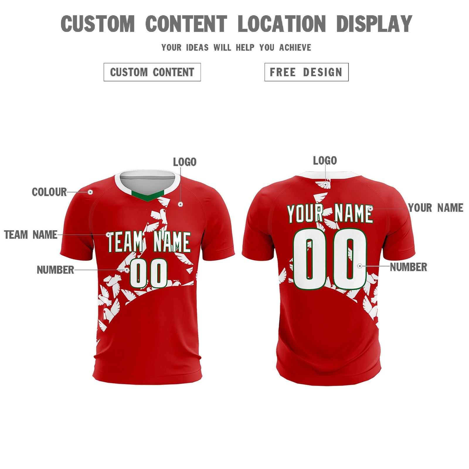 Custom Red White Mexico Eagle World Cup Inspired Quick-Drying Graffiti Pattern Soccer Sets Jersey