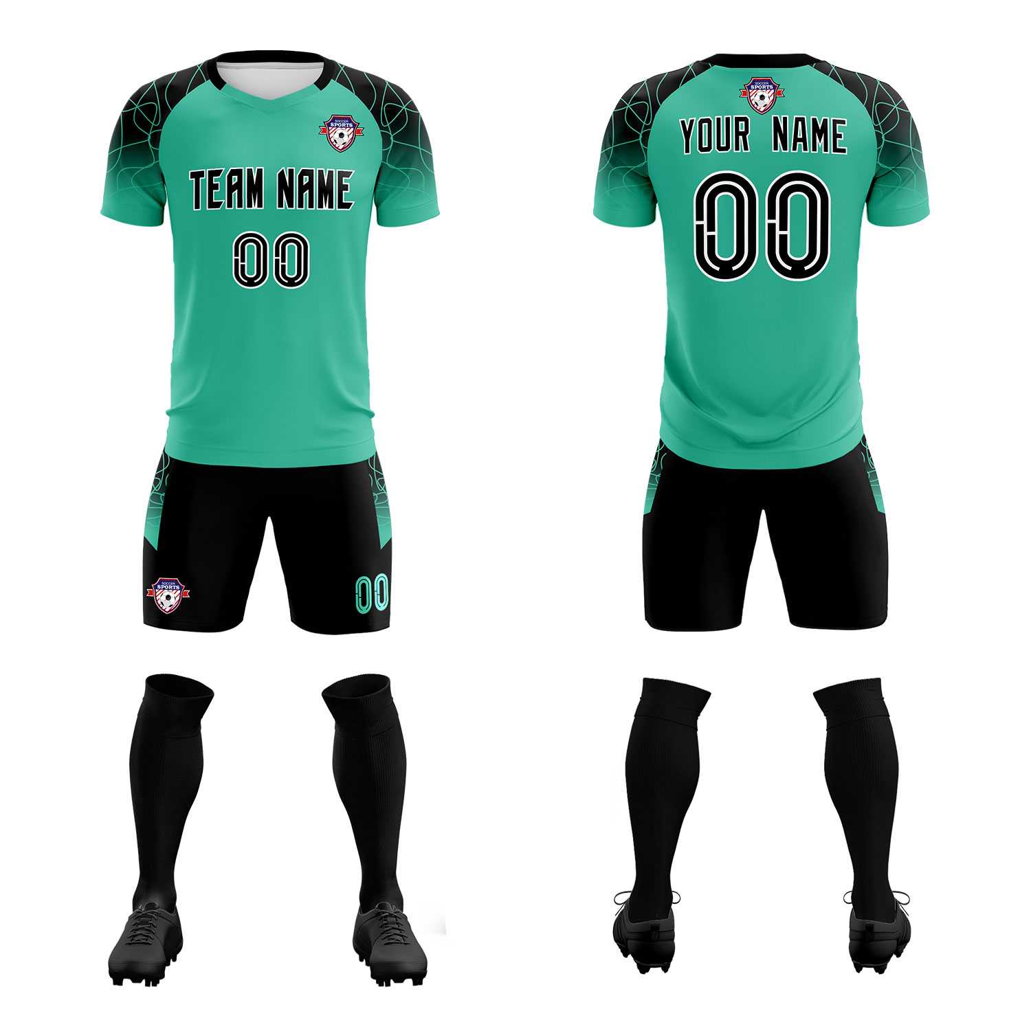 Custom Green Classic Soccer Training Sets Jersey For Adults/Kids
