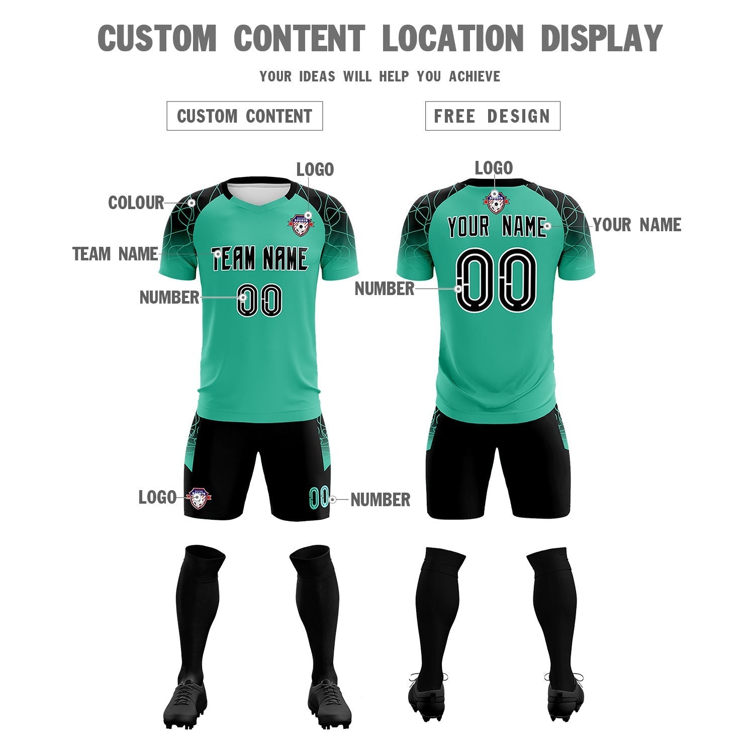 Custom Green Classic Soccer Training Sets Jersey For Adults/Kids