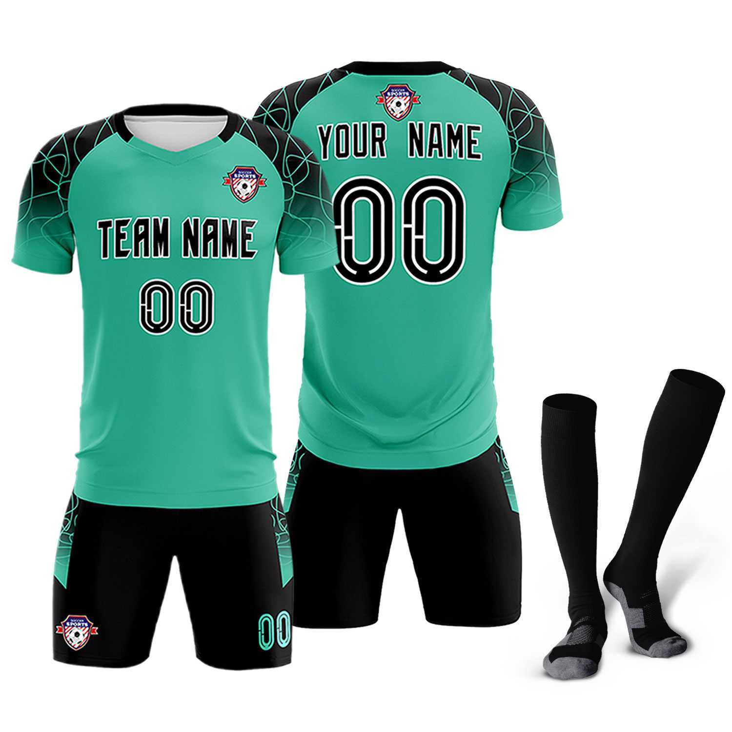 Custom Green Classic Soccer Training Sets Jersey For Adults/Kids