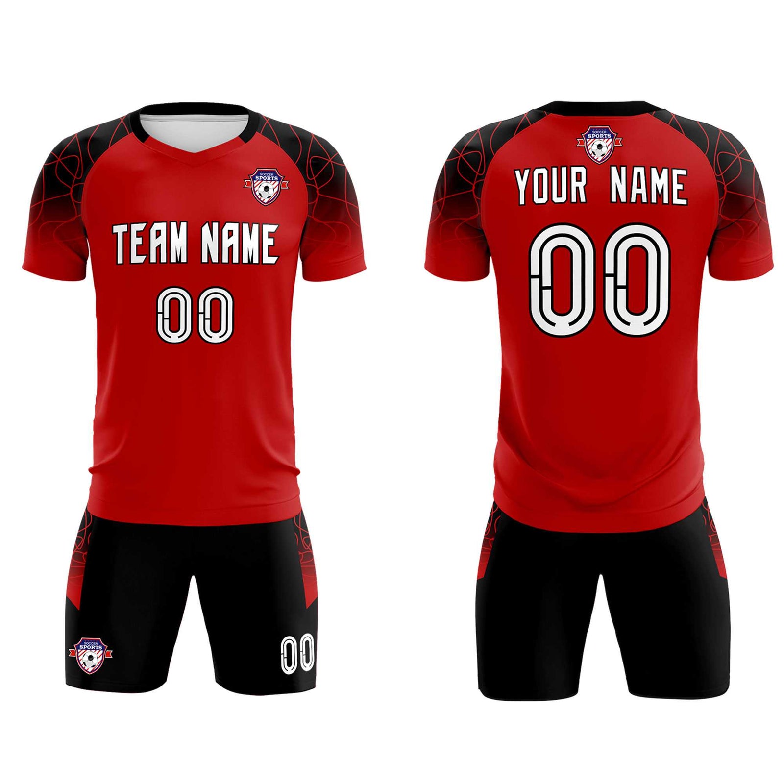 Custom Red Classic Soccer Training Sets Jersey For Adults/Kids