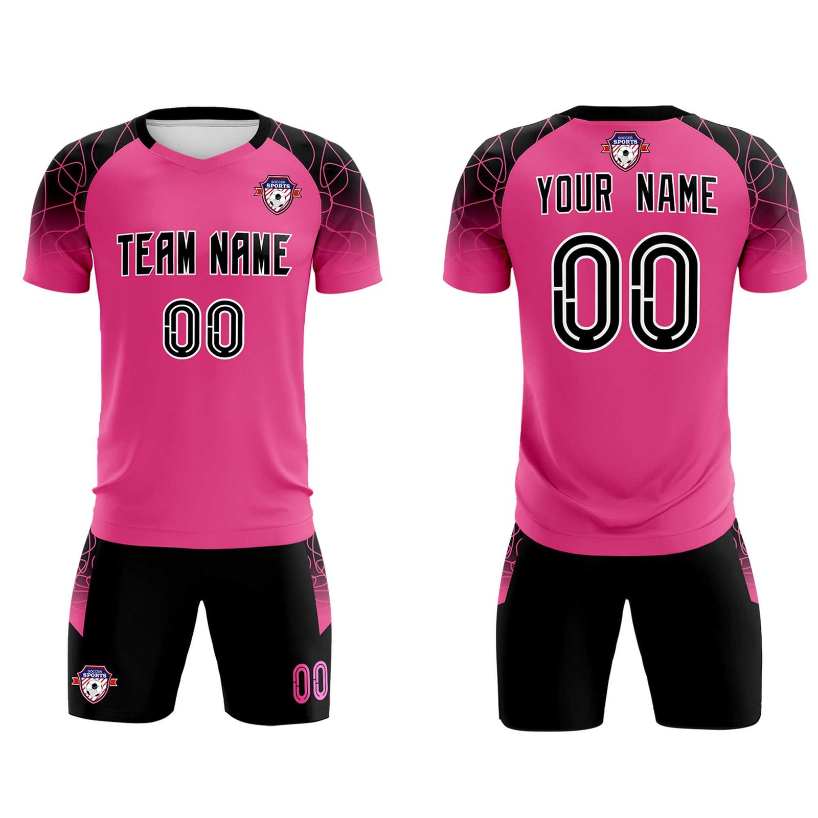 Custom Rose Red Classic Soccer Training Sets Jersey For Adults/Kids