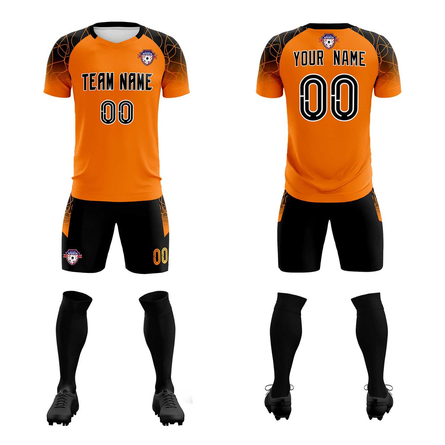 Custom Orange Classic Soccer Training Sets Jersey For Adults/Kids