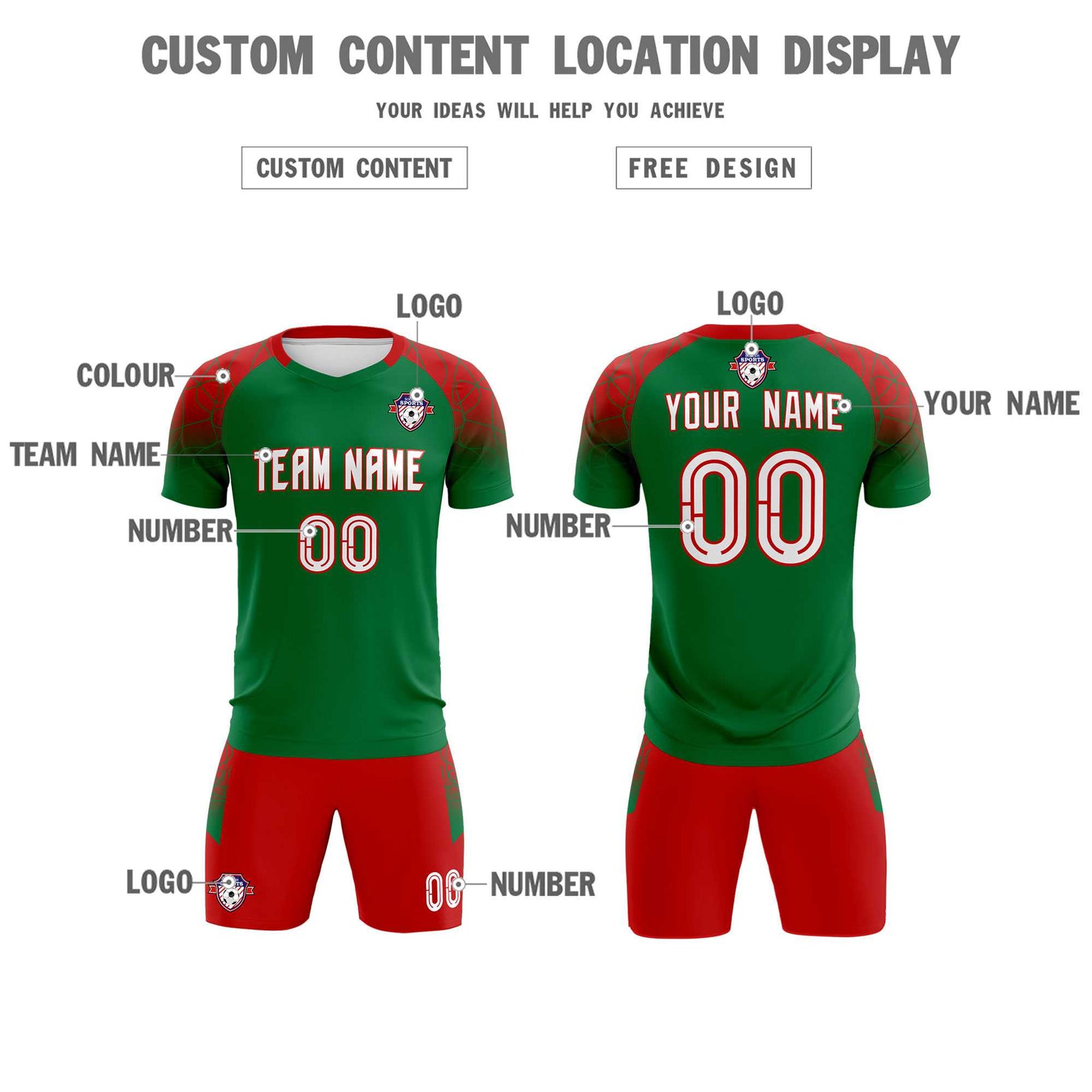Custom Kelly Green Classic Soccer Training Sets Jersey For Adults/Kids