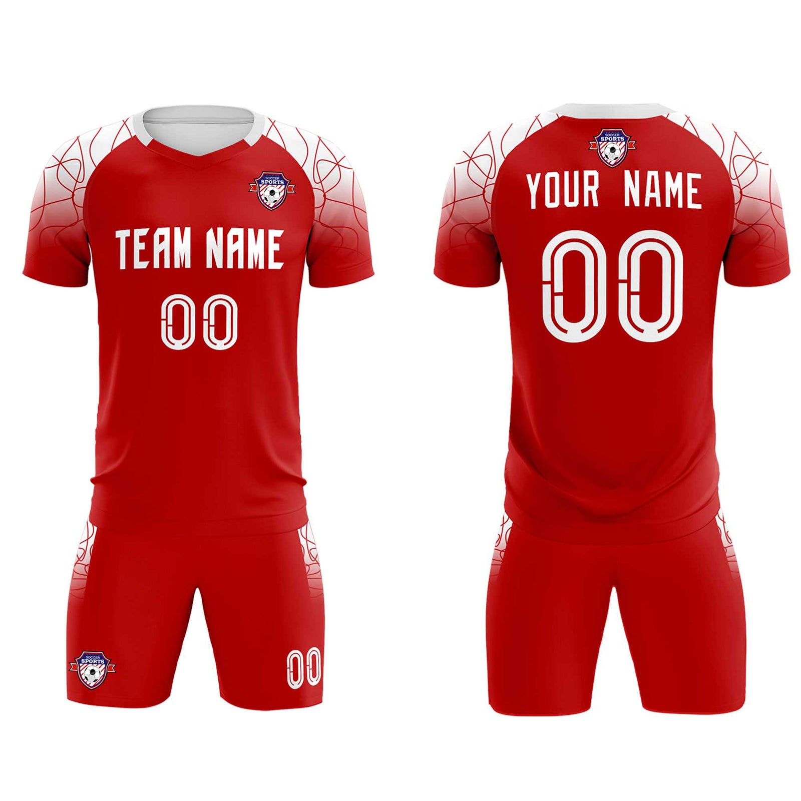 Custom Red Classic Soccer Training Sets Jersey For Adults/Kids