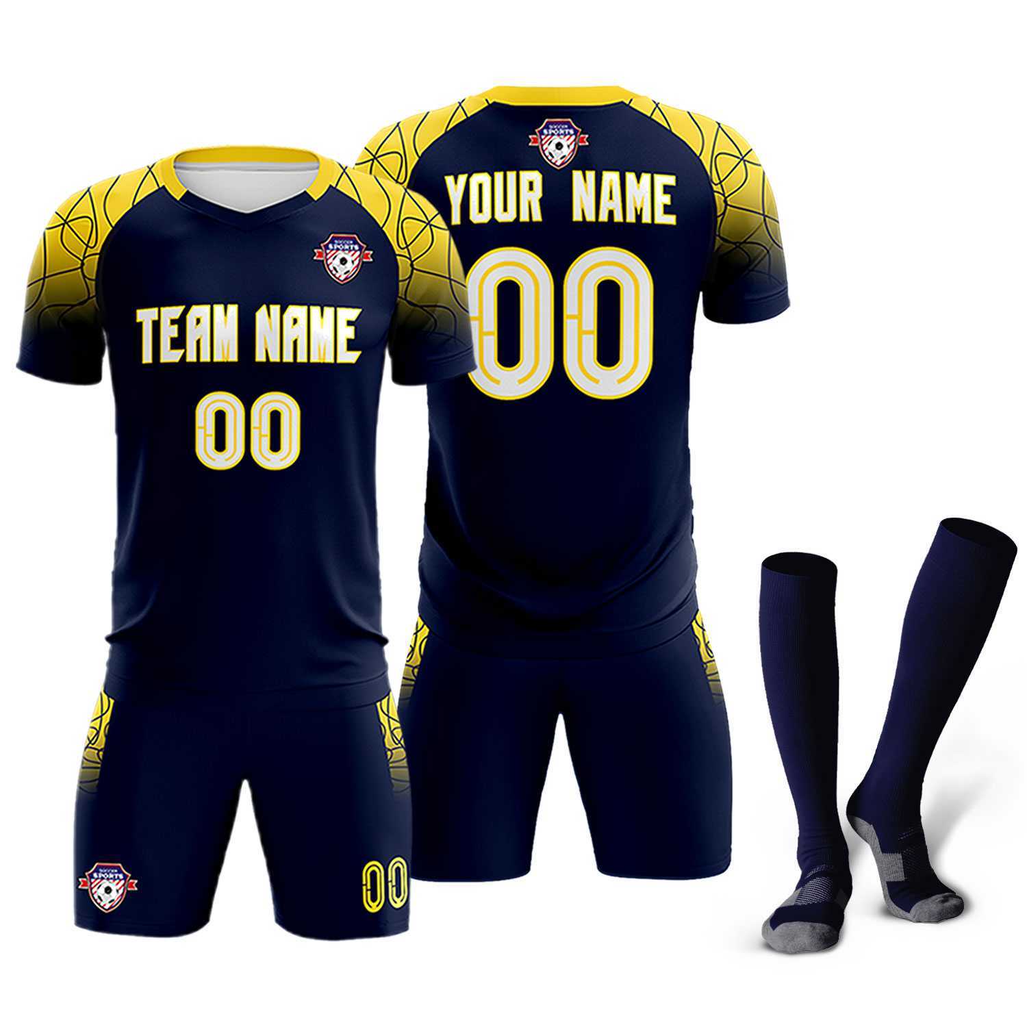 Custom Navy Classic Soccer Training Sets Jersey For Adults/Kids