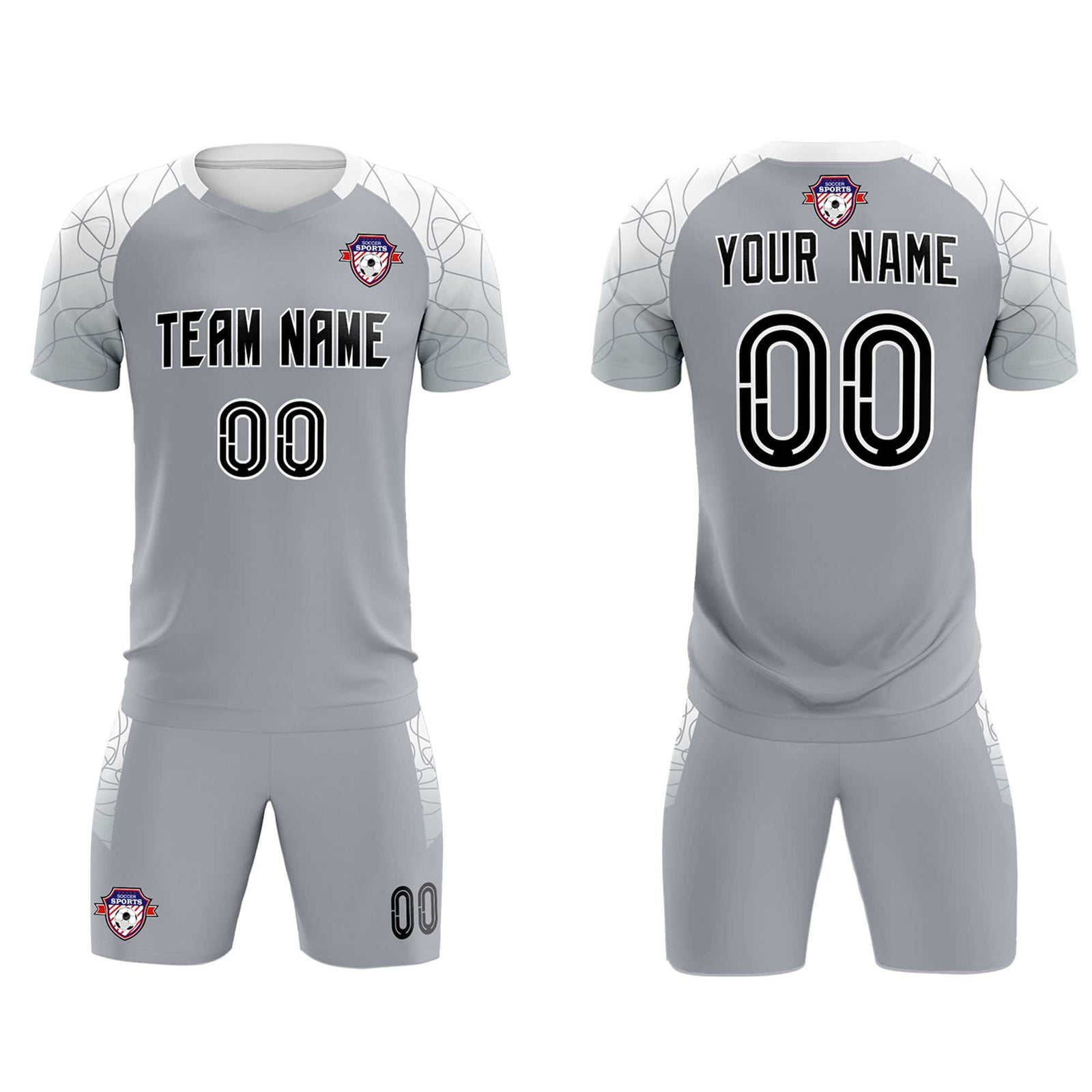 Custom Silver Classic Soccer Training Sets Jersey For Adults/Kids