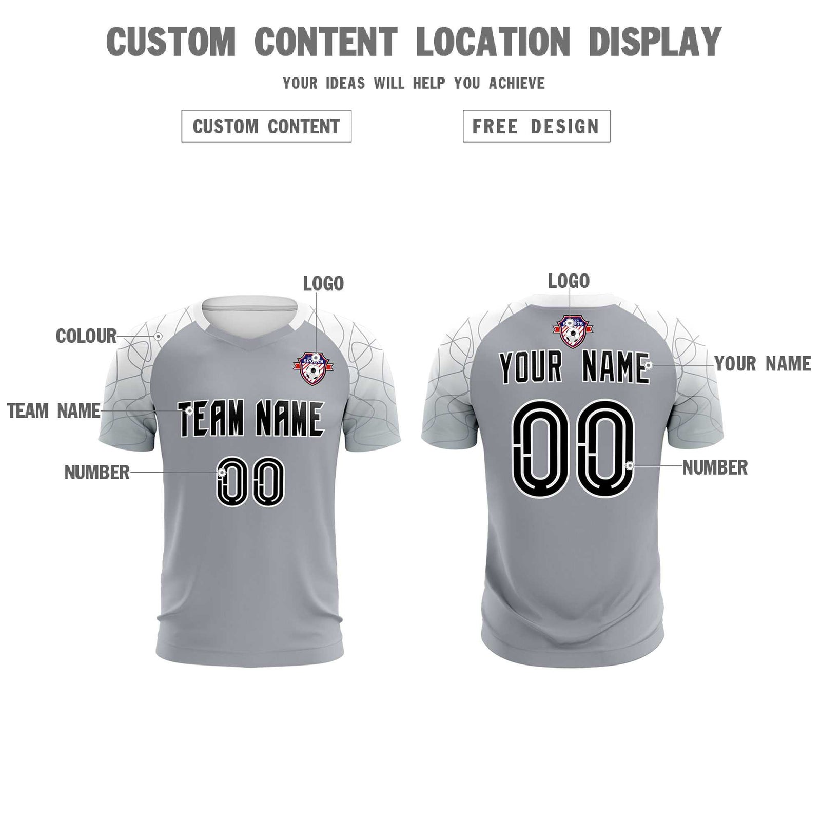 Custom Silver Classic Soccer Training Sets Jersey For Adults/Kids