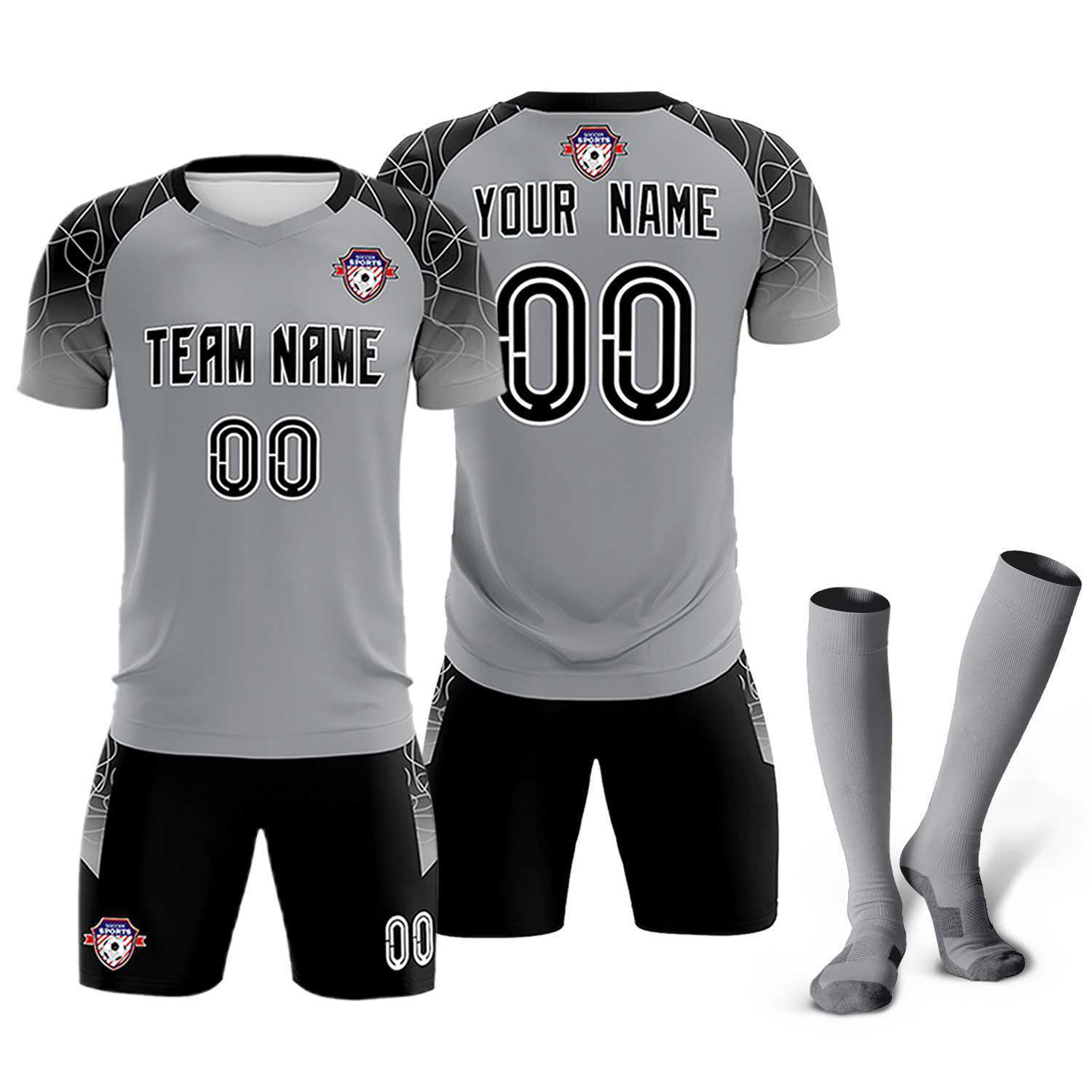 Custom Silver Classic Soccer Training Sets Jersey For Adults/Kids