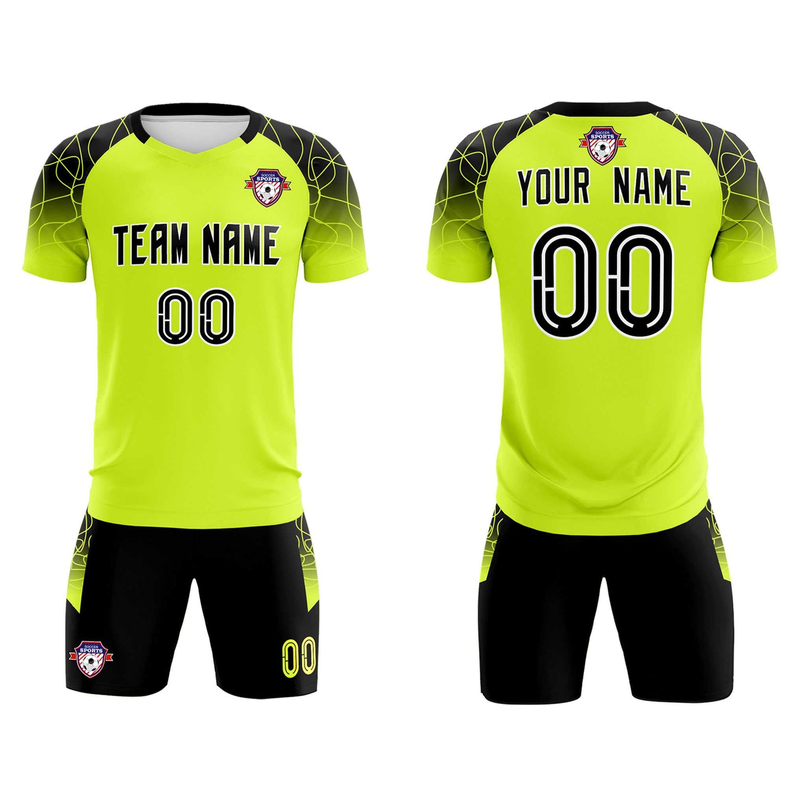 Custom Neon Green Classic Soccer Training Sets Jersey For Adults/Kids