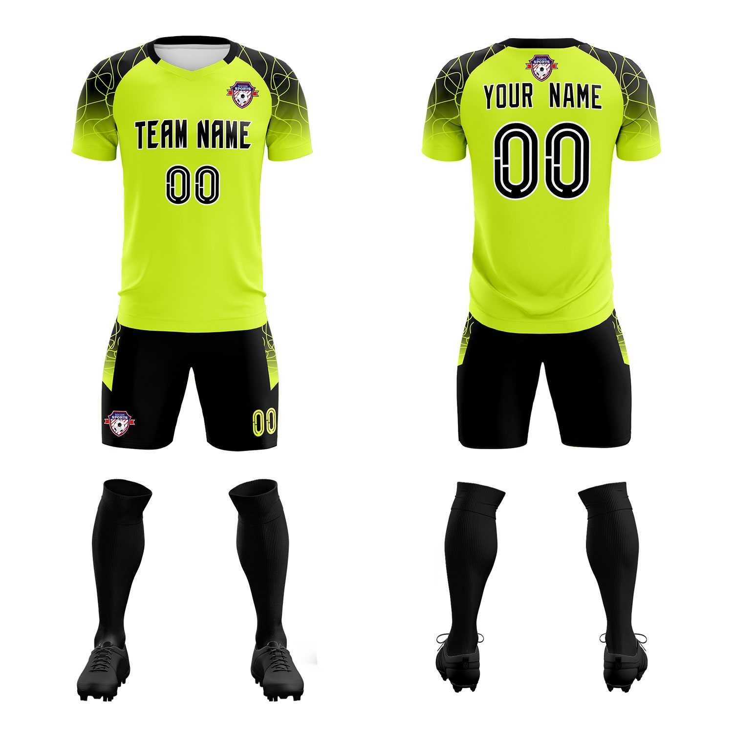 Custom Neon Green Classic Soccer Training Sets Jersey For Adults/Kids