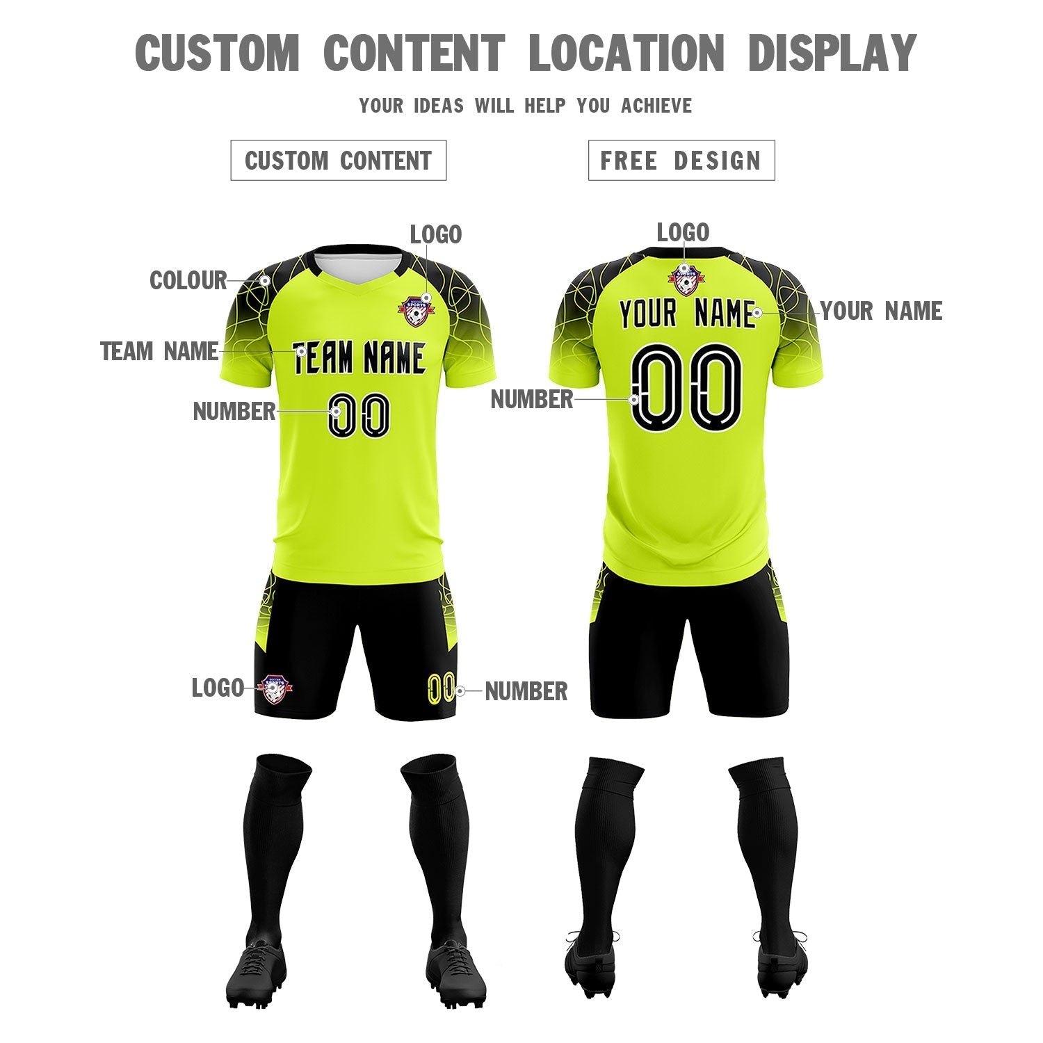 Custom Neon Green Classic Soccer Training Sets Jersey For Adults/Kids