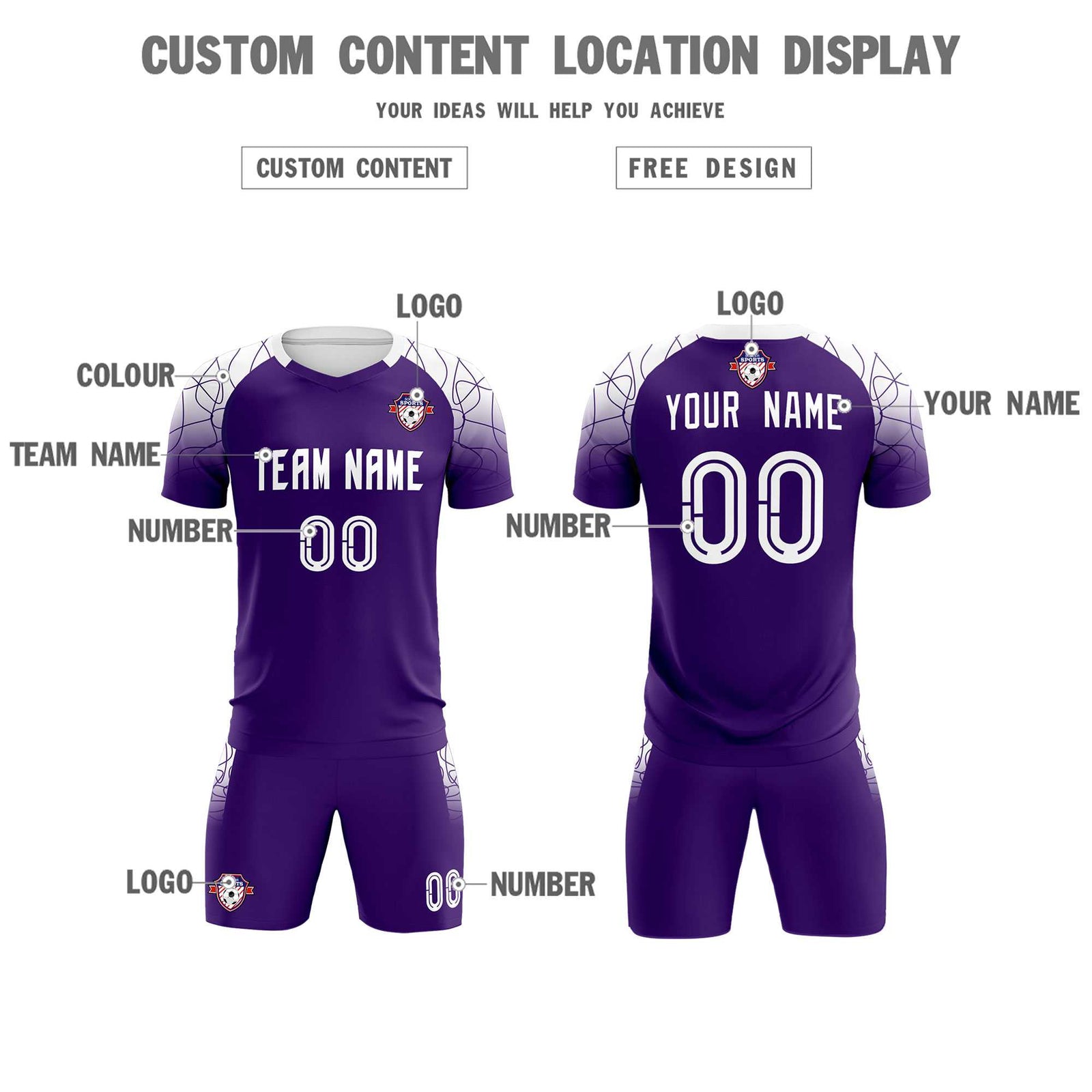 Custom Purple Classic Soccer Training Sets Jersey For Adults/Kids