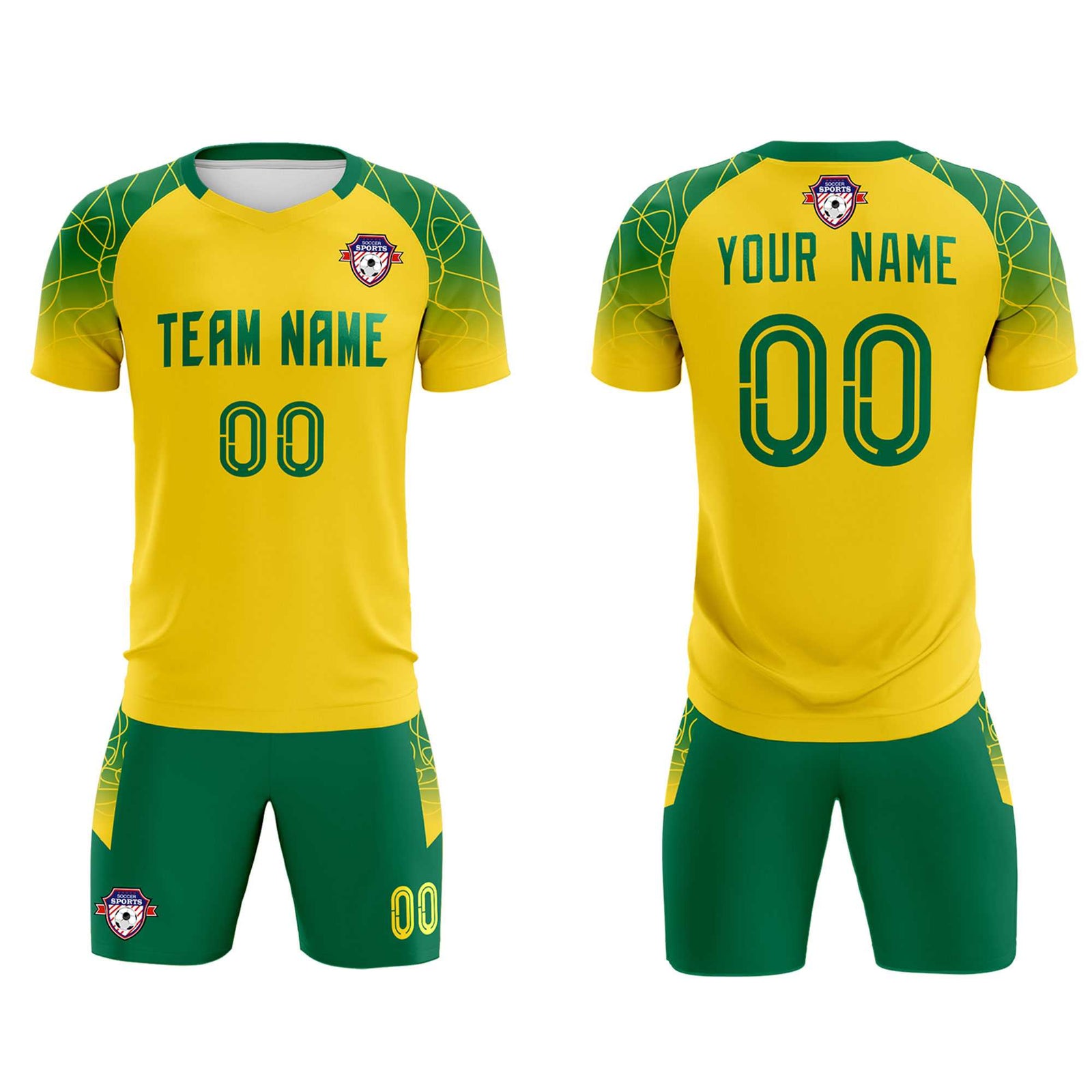 Custom Gold Classic Soccer Training Sets Jersey For Adults/Kids