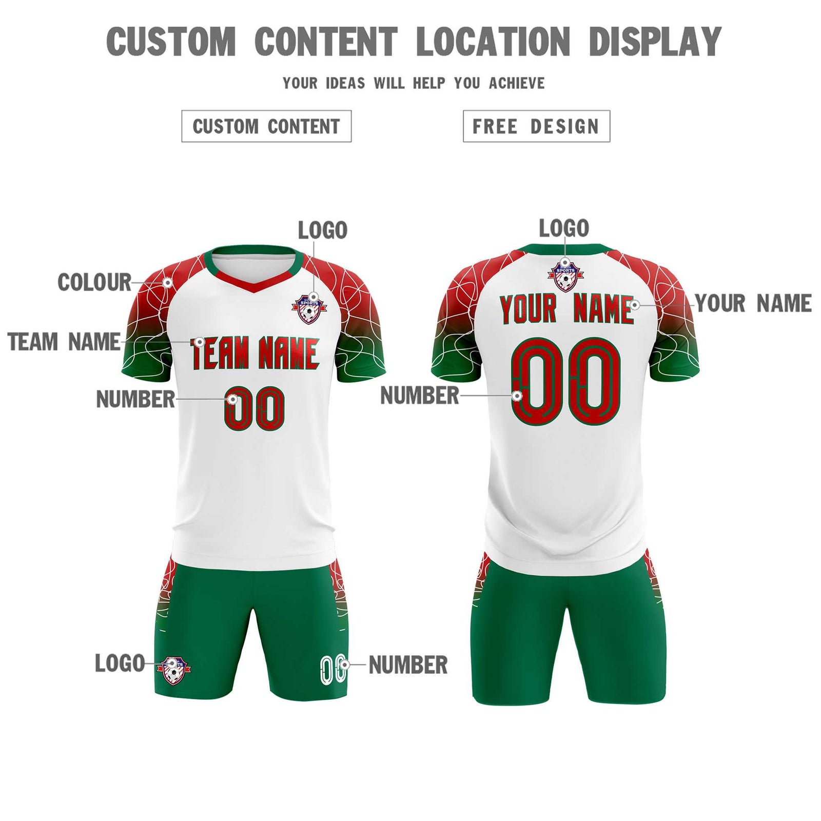 Custom White Classic Soccer Training Sets Jersey For Adults/Kids