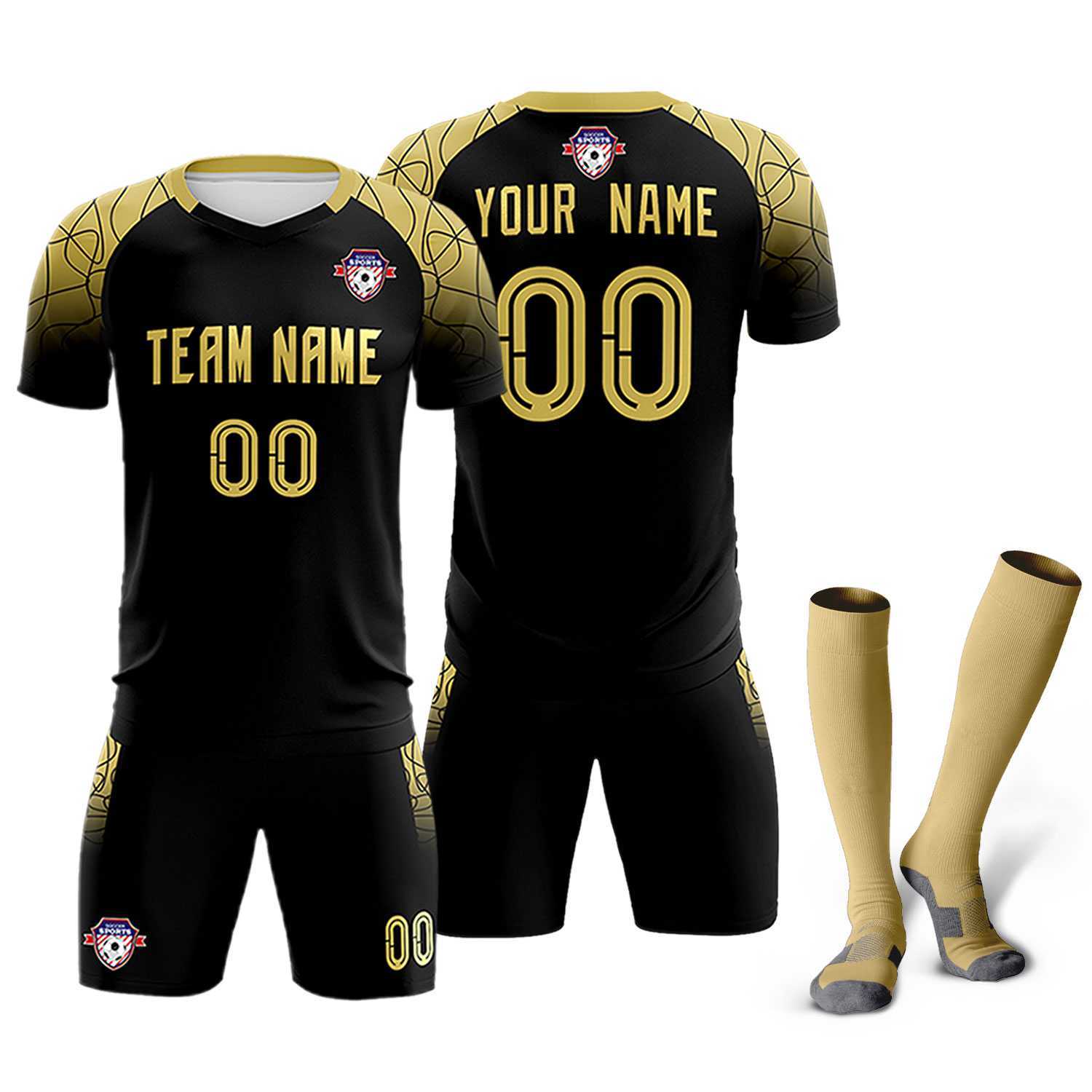 Custom Black Classic Soccer Training Sets Jersey For Adults/Kids