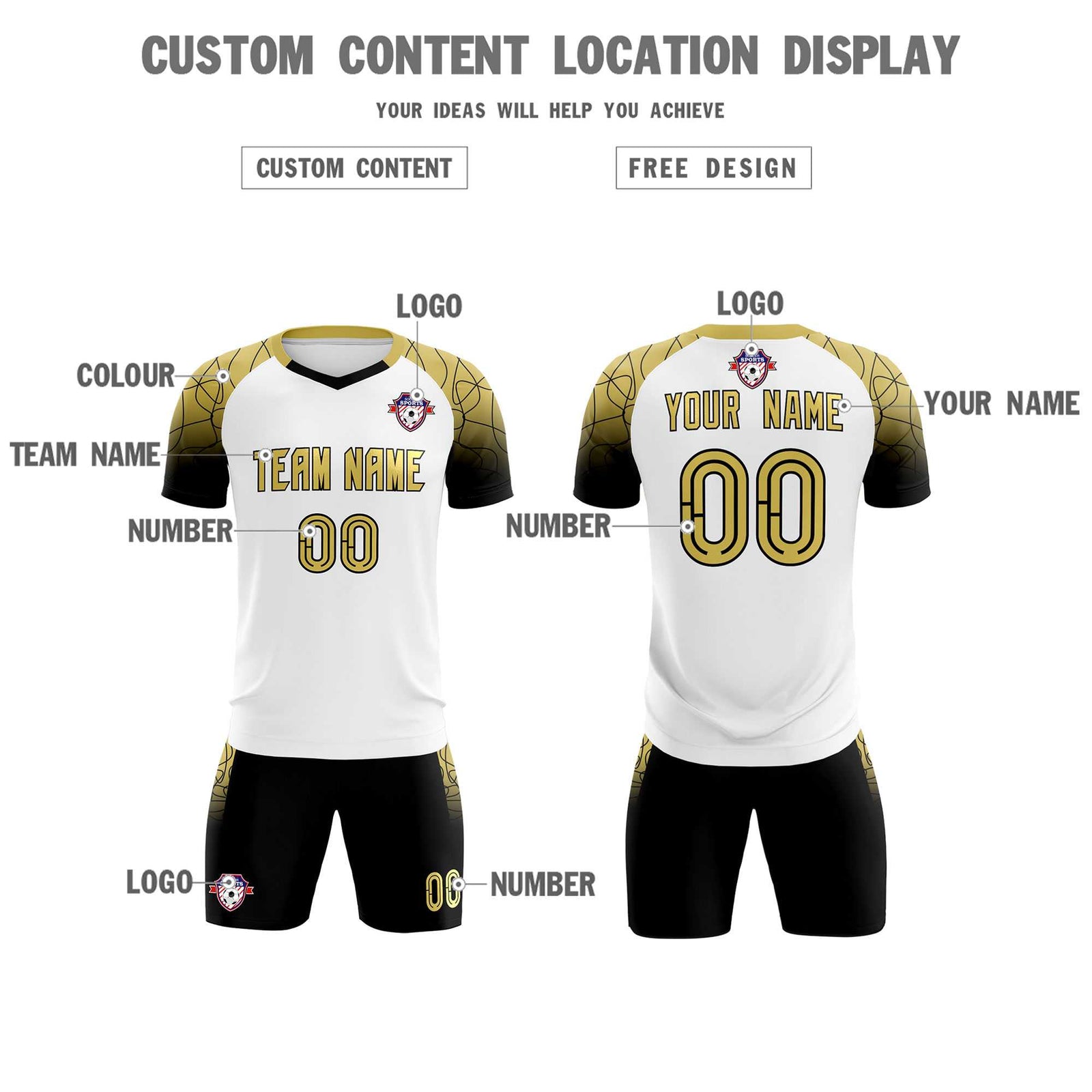 Custom White Classic Soccer Training Sets Jersey For Adults/Kids