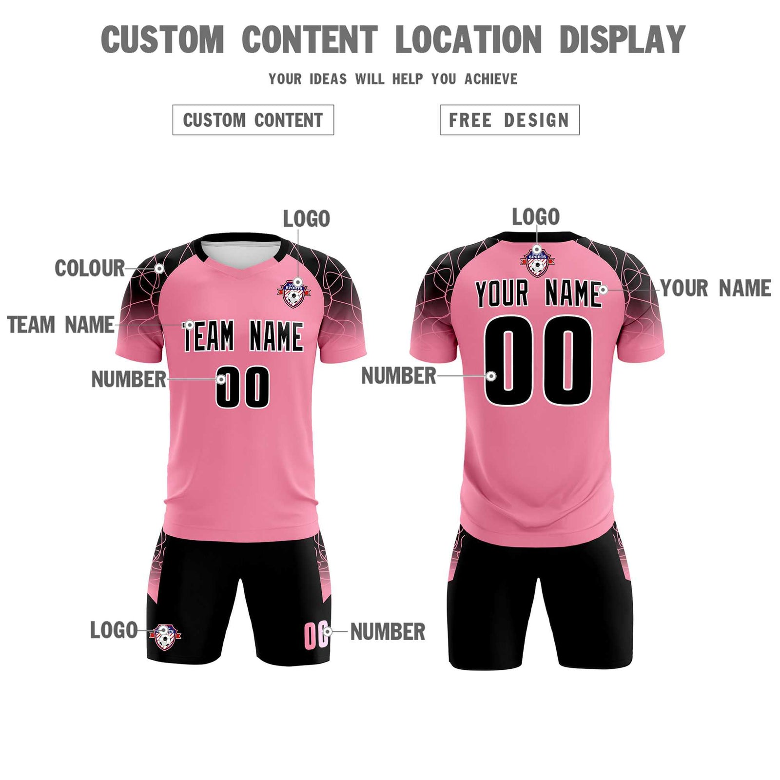 Custom Light Pink Classic Soccer Training Sets Jersey For Adults/Kids