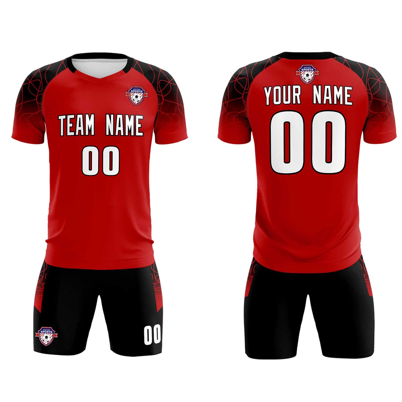 Custom Red Classic Soccer Training Sets Jersey For Adults/Kids