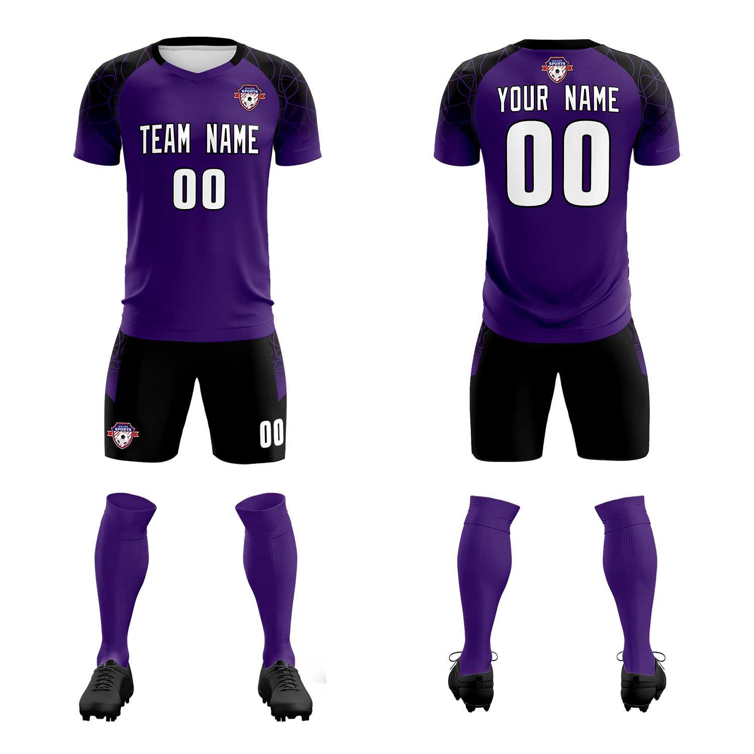 Custom Purple Classic Soccer Training Sets Jersey For Adults/Kids