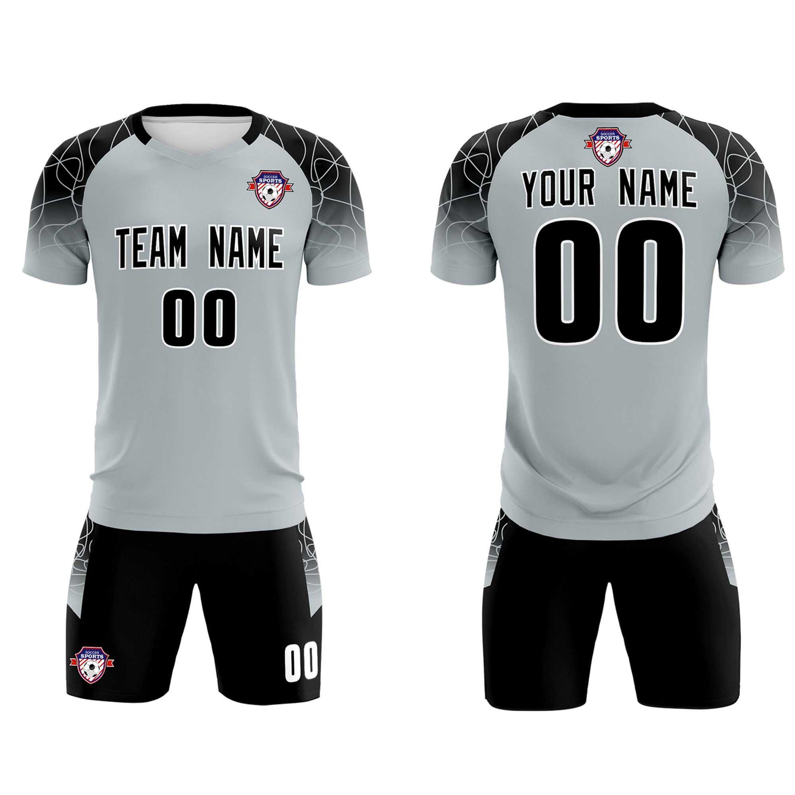 Custom Silver Classic Soccer Training Sets Jersey For Adults/Kids