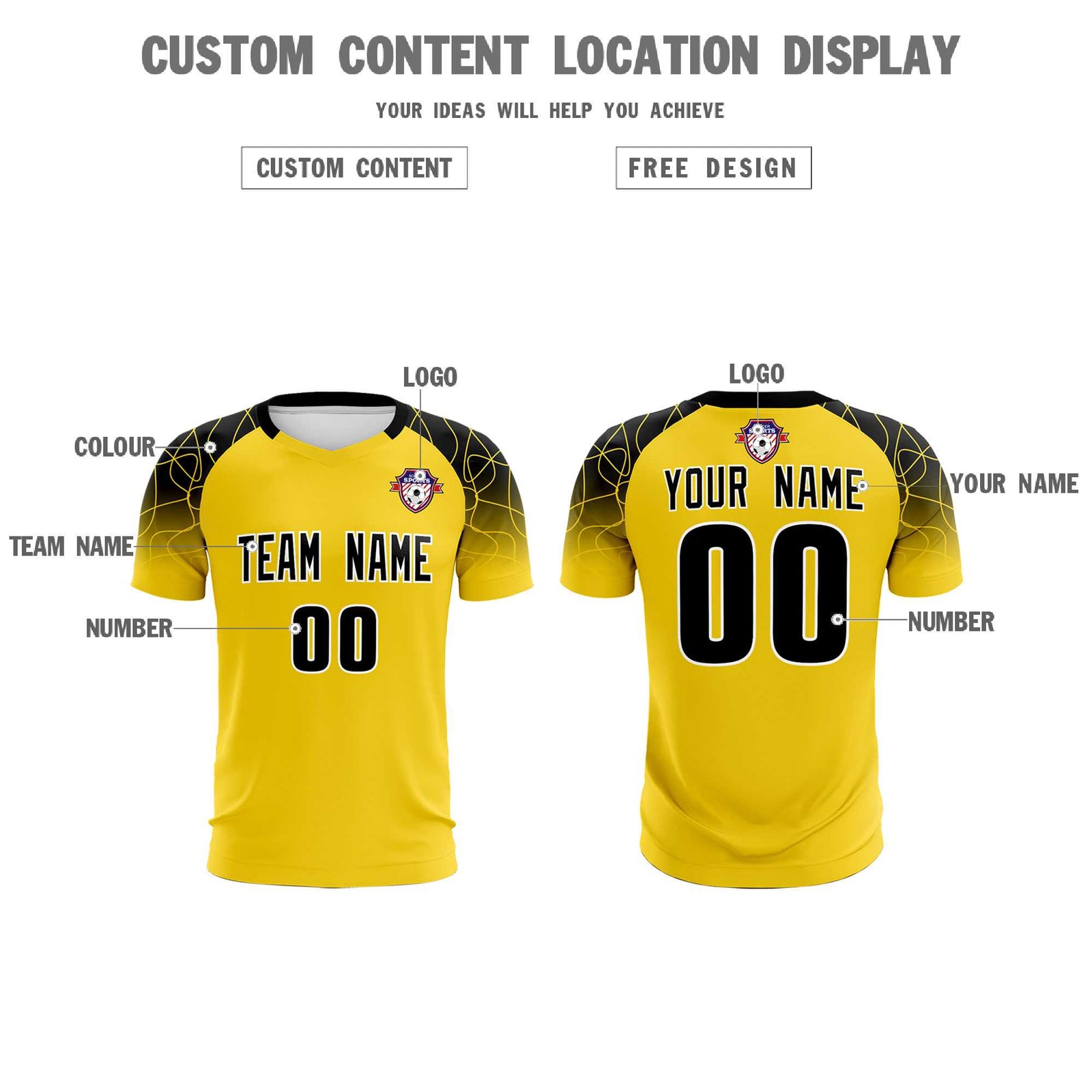 Custom Gold Classic Soccer Training Sets Jersey For Adults/Kids